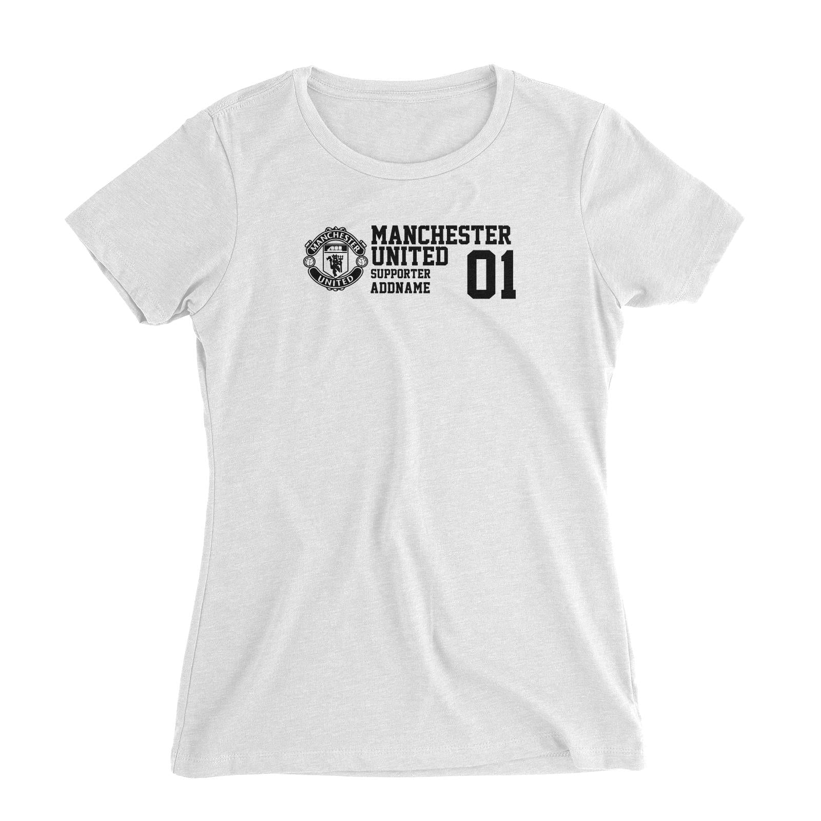 Manchester United Football Supporter Addname Women Slim Fit T-Shirt