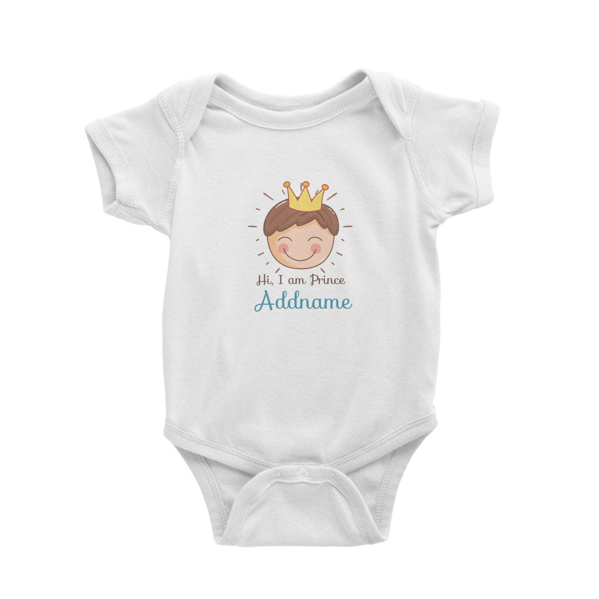 Cute Prince with Crown Hi I Am Prince Addname Baby Romper
