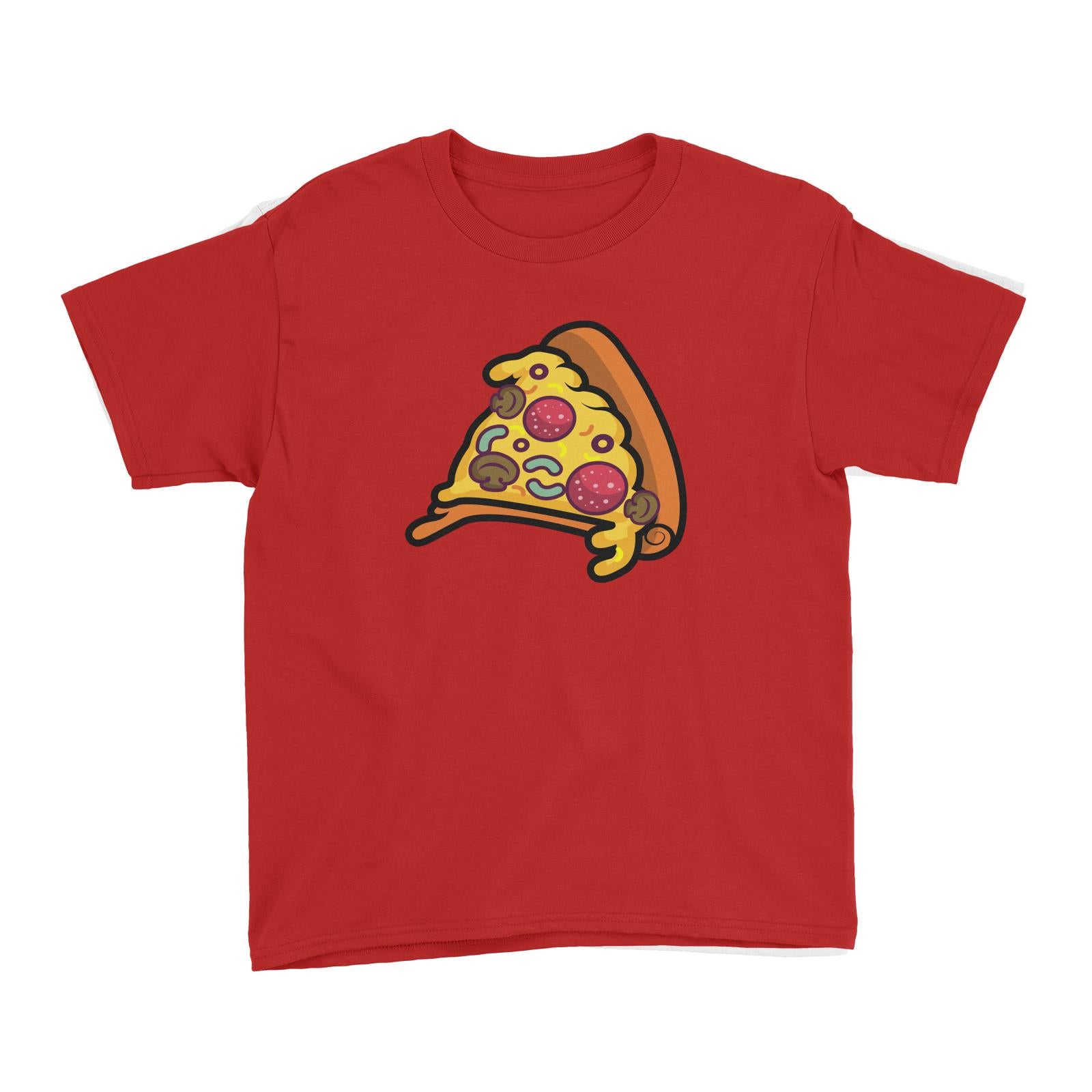 Fast Food Pizza Slice Kid's T-Shirt  Matching Family Comic Cartoon