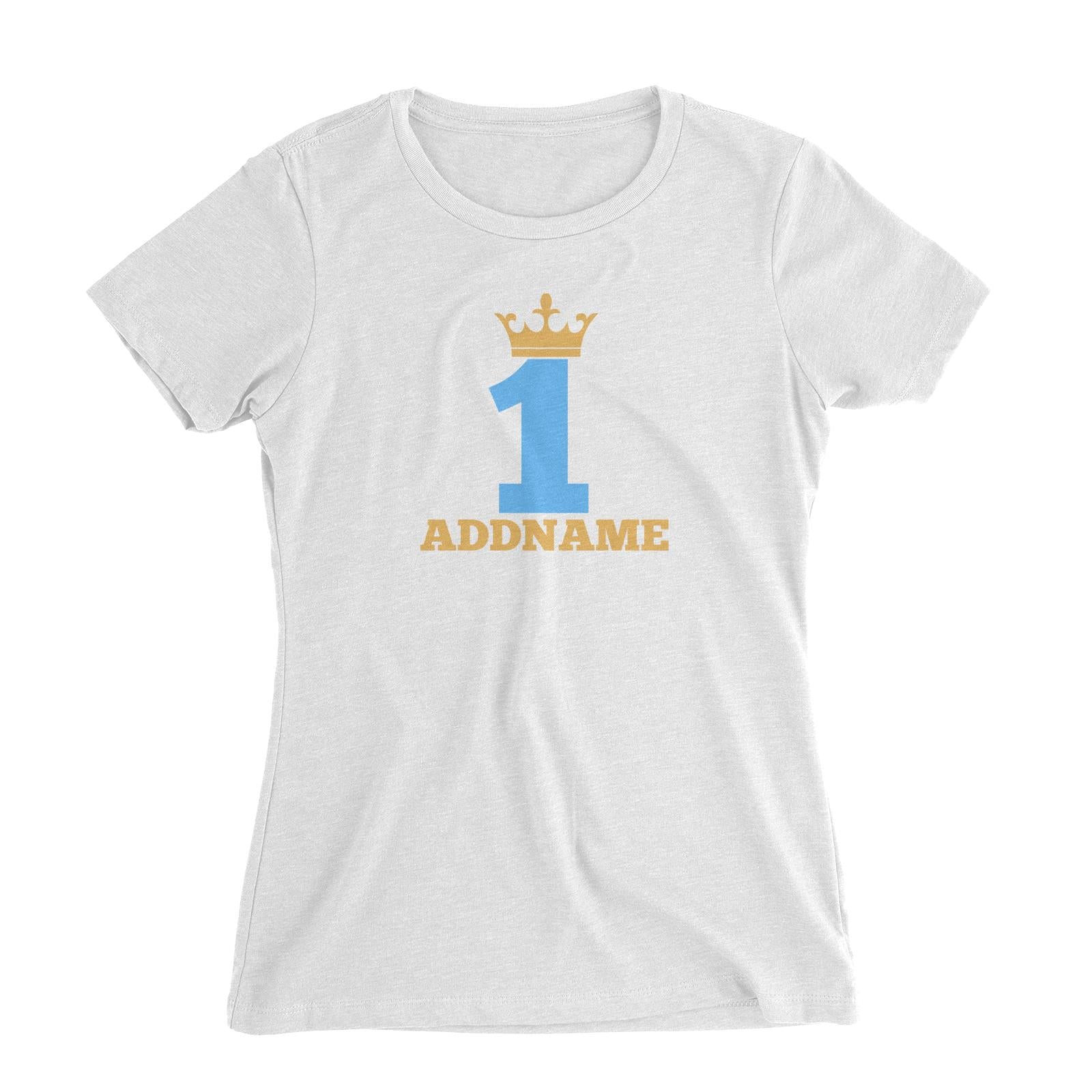 Blue Crown Birthday Theme Personalizable with Name and Number Women's Slim Fit T-Shirt