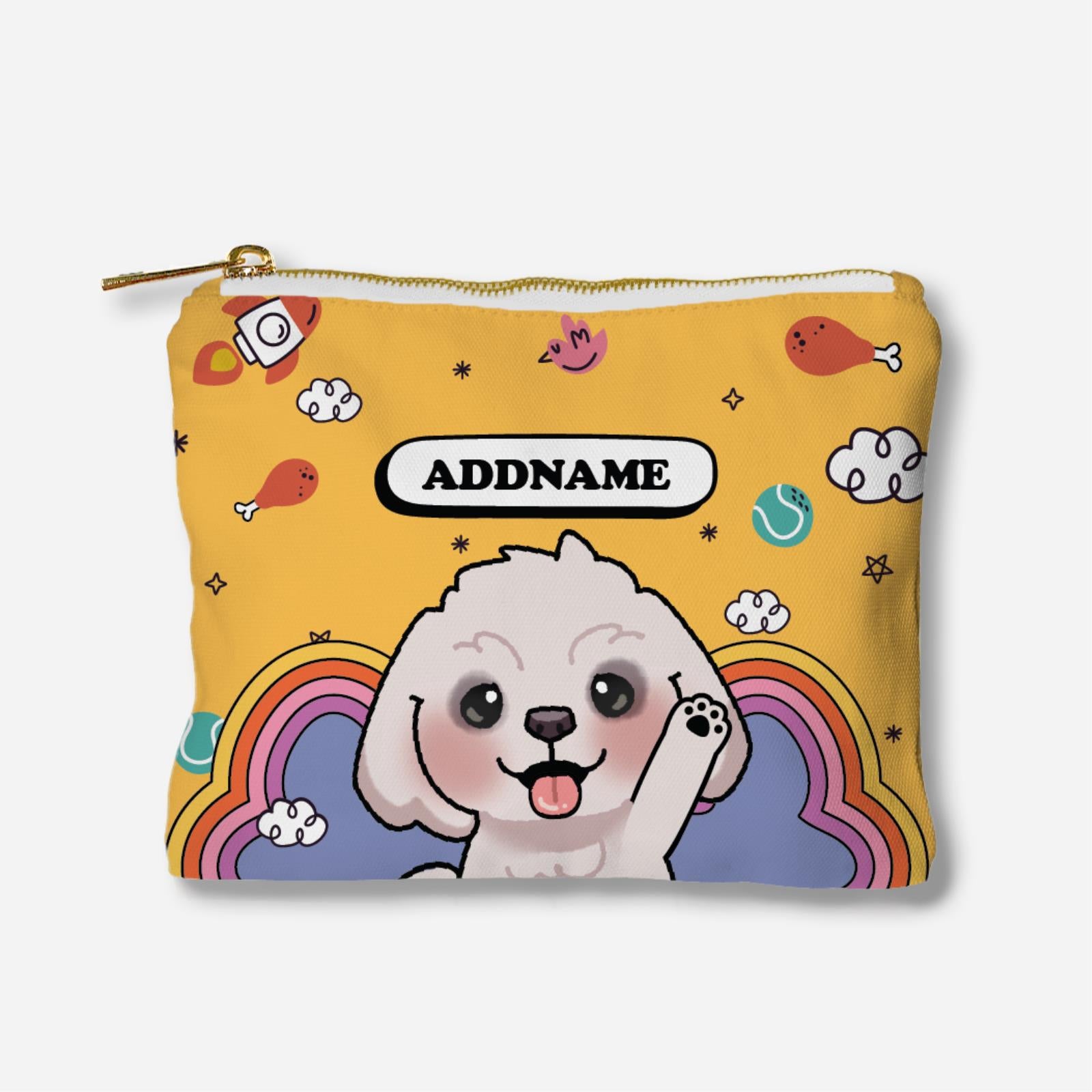 Paw Print Series Full Print Zipper Pouch - Maltese