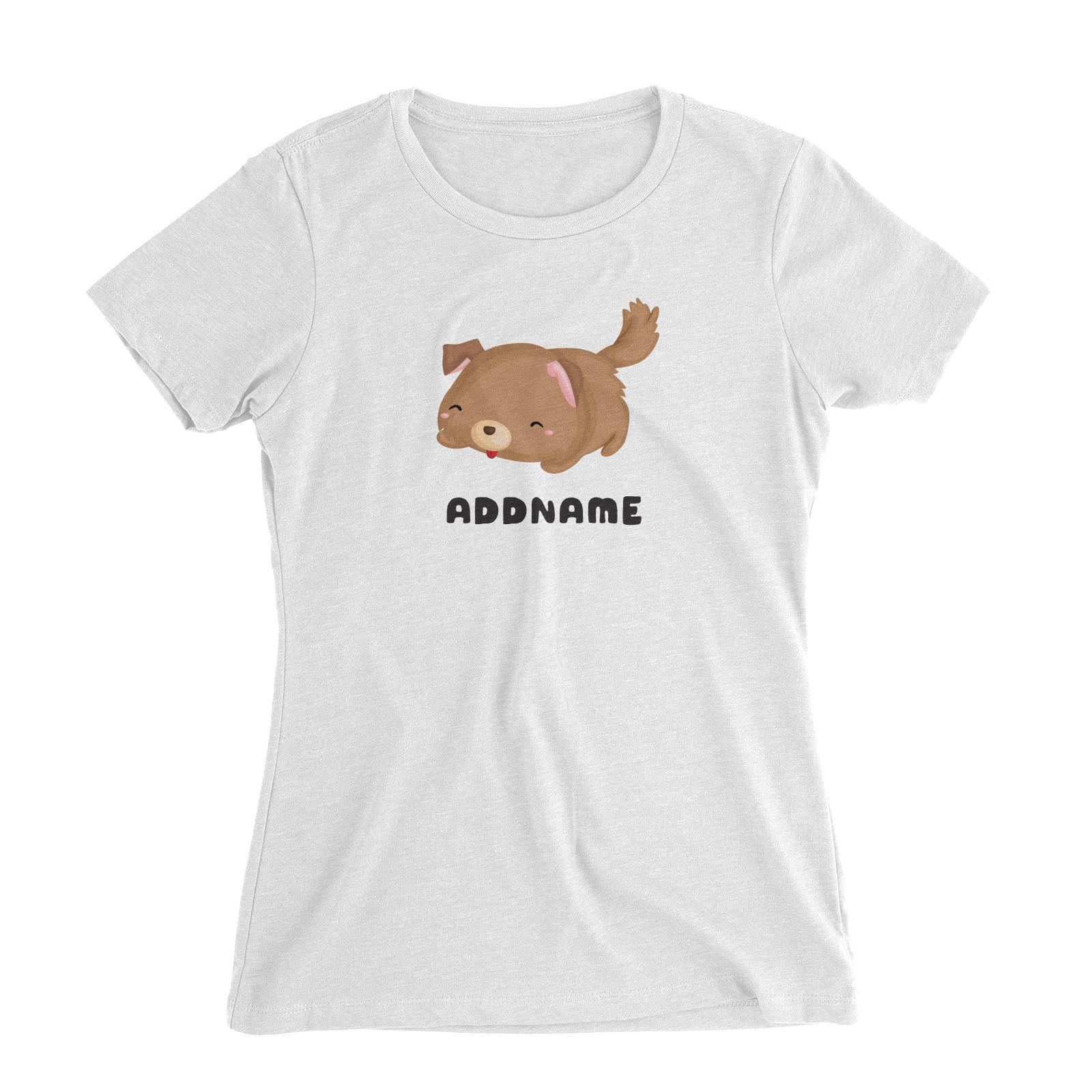 Birthday Friendly Animals Happy Sleeping Dog Addname Women's Slim Fit T-Shirt