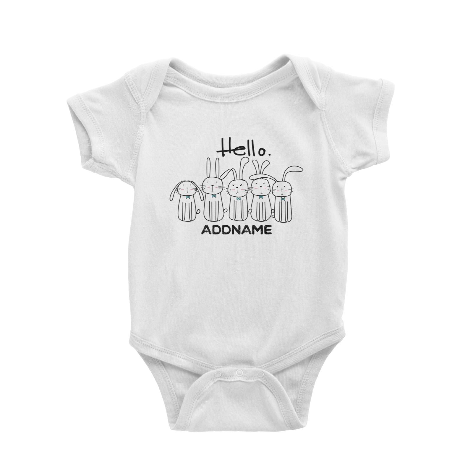 Cute Animals And Friends Series Hello Rabbits Group Addname Baby Romper