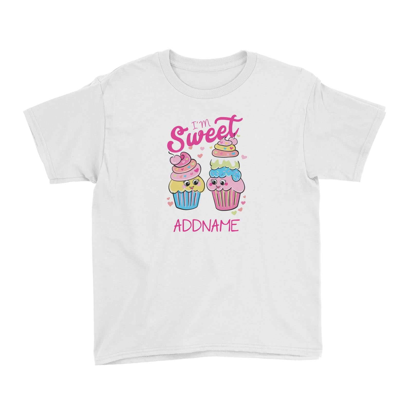 Cool Vibrant Series I'm Sweet Cupcakes Addname Kid's T-Shirt