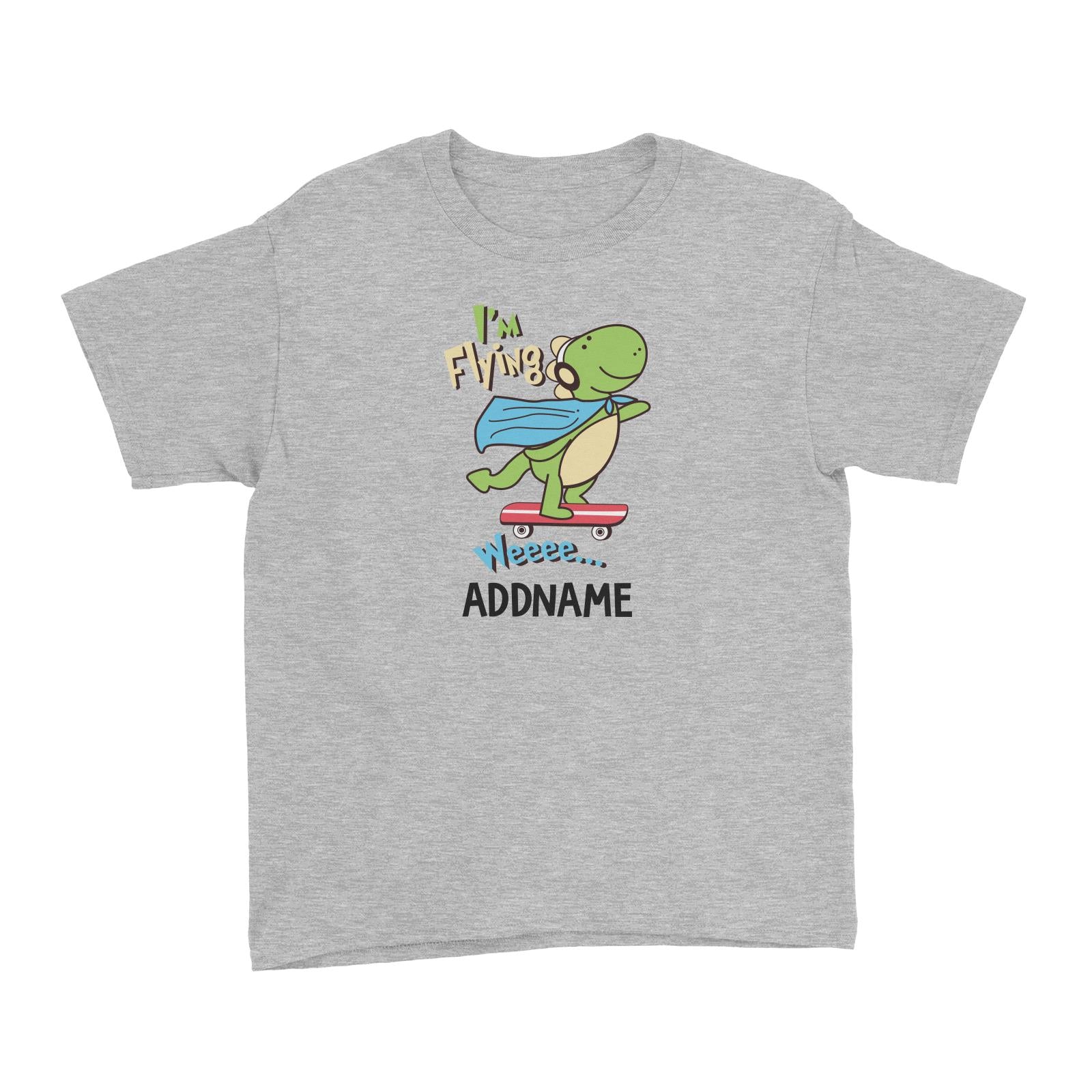 Cool Vibrant Series I'm Flying Dinosaur on Skateboard Addname Kid's T-Shirt