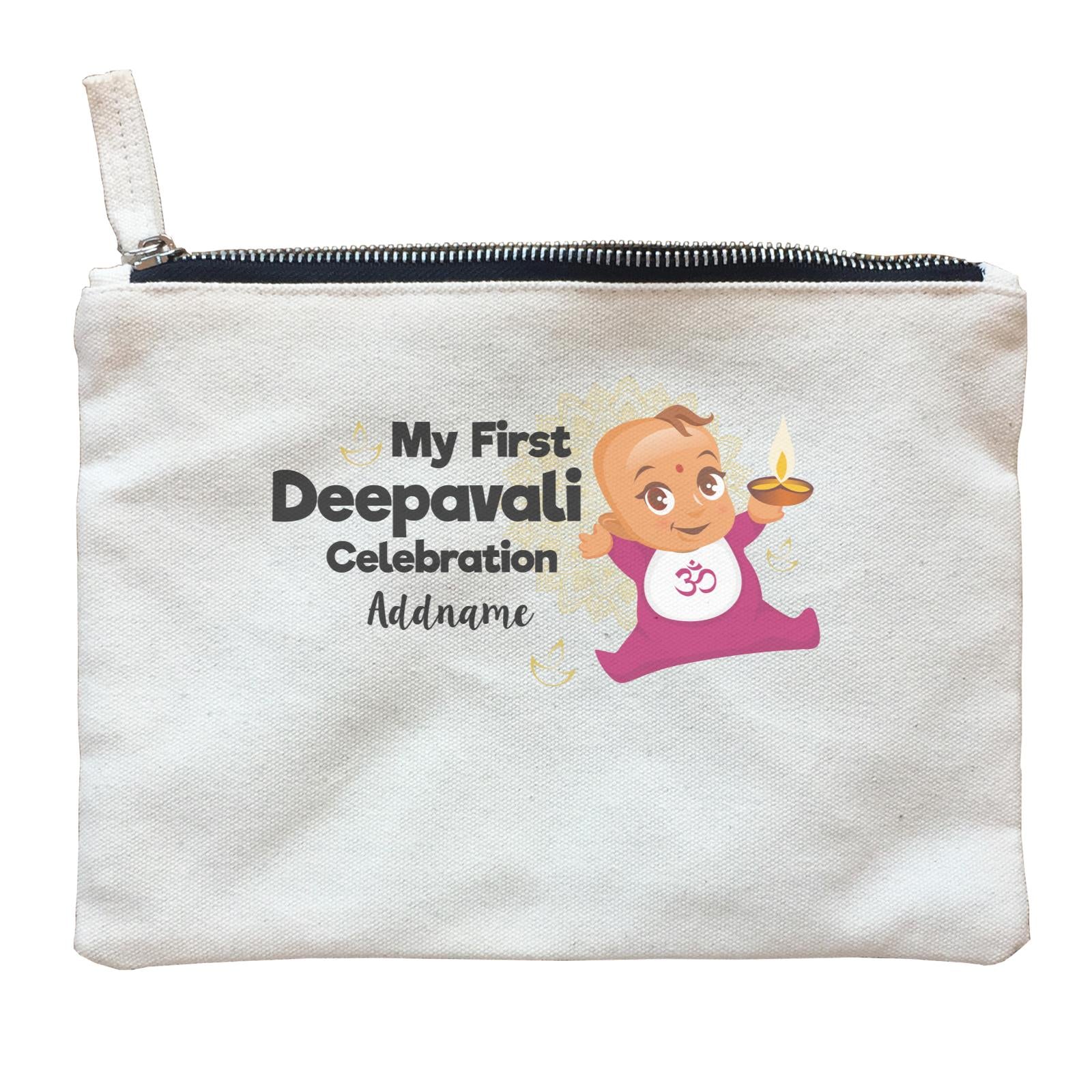 Cute Baby My First Deepavali Celebration Addname Zipper Pouch
