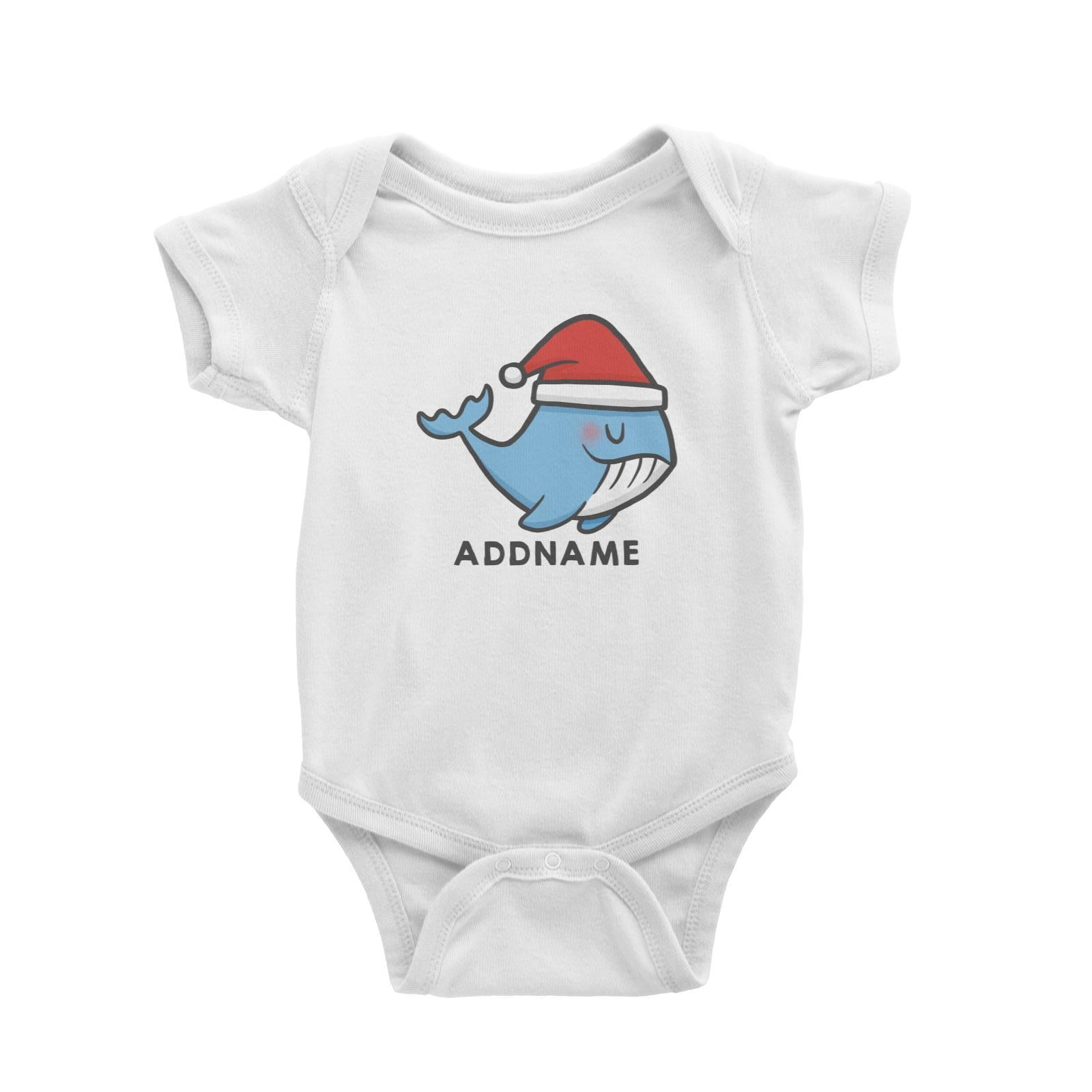 Xmas CuteWhale Christmas Hat Addname Accessories Baby Romper