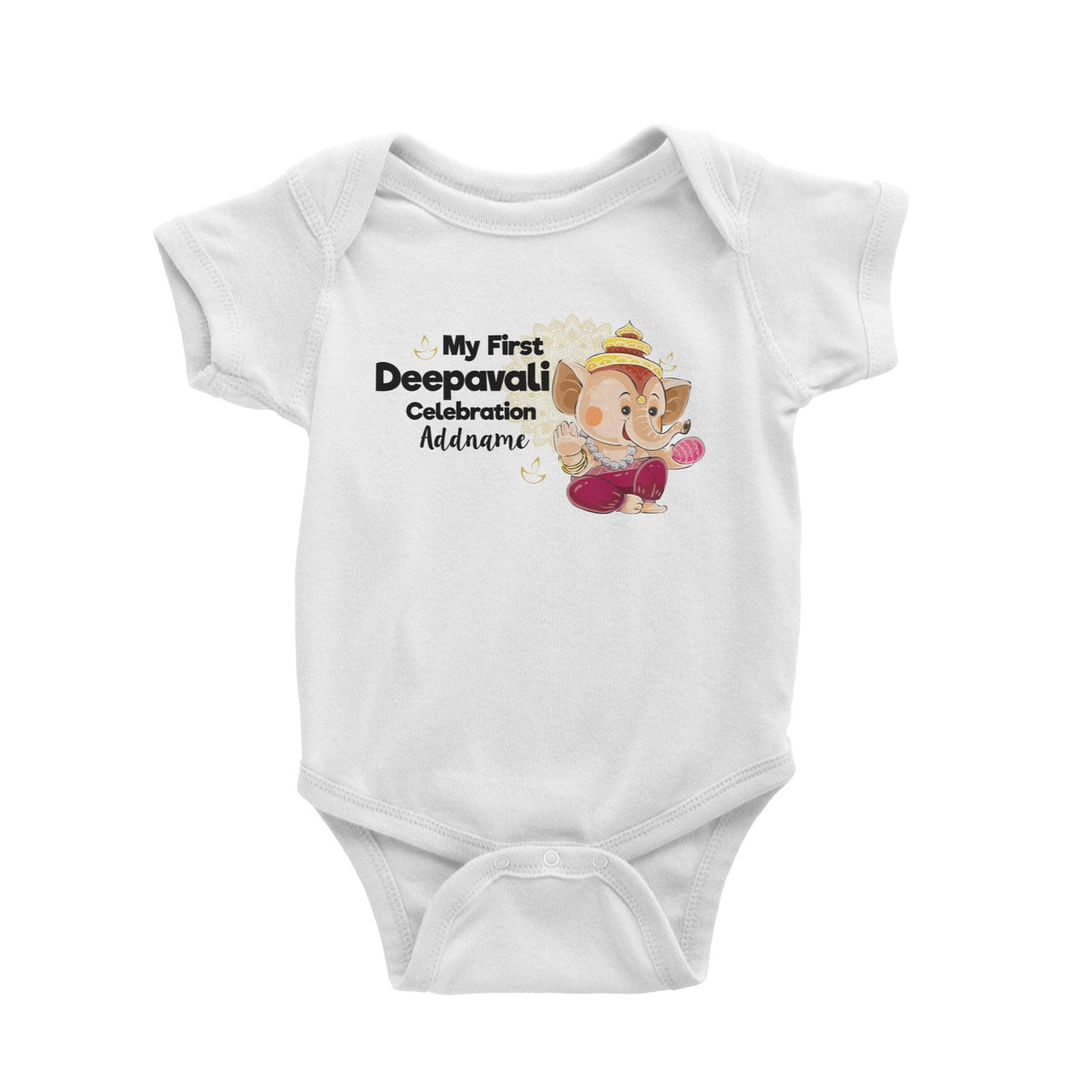 Cute Ganesha My First Deepavali Celebration Addname Baby Romper