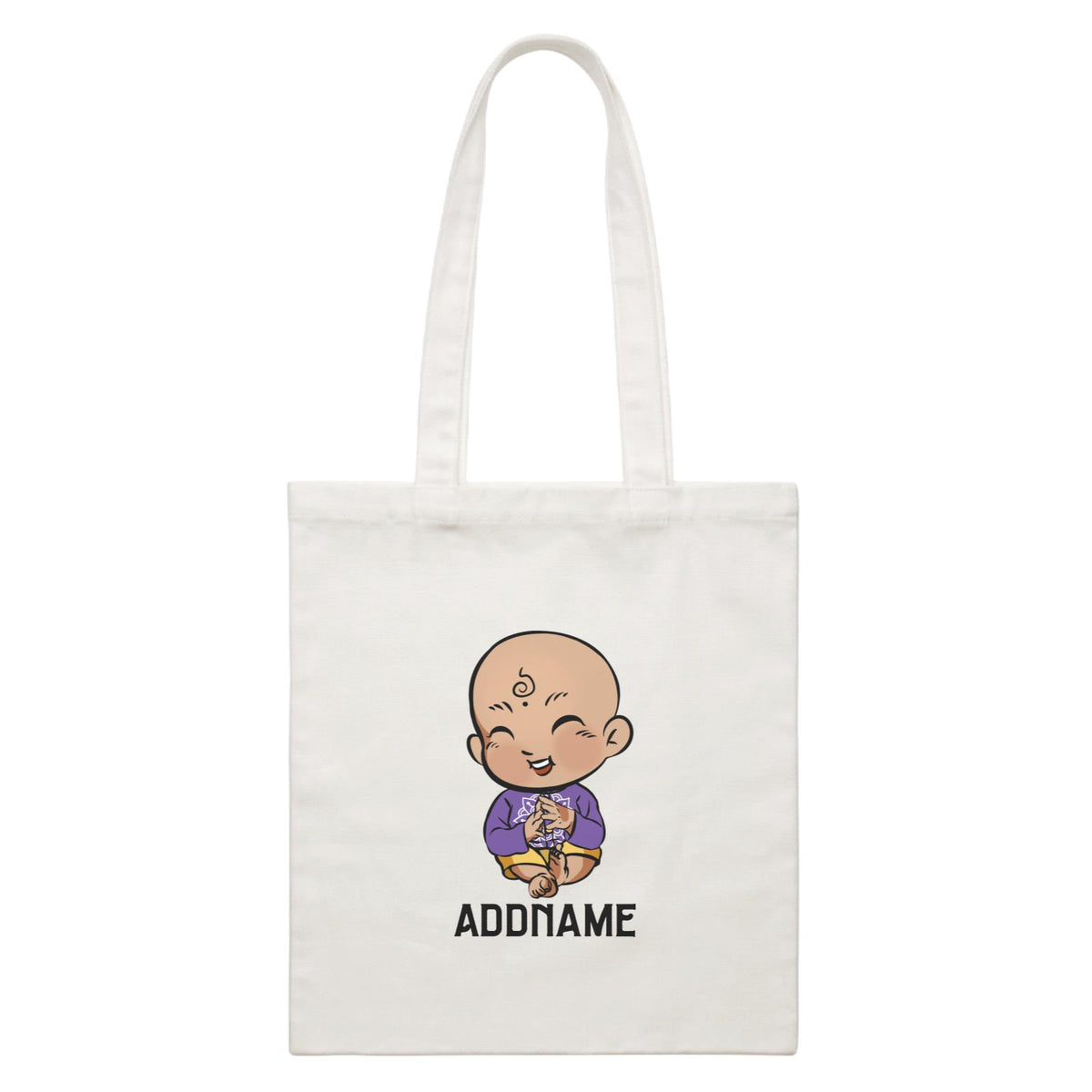 Deepavali Series Chibi Baby Boy Addname White Canvas Bag