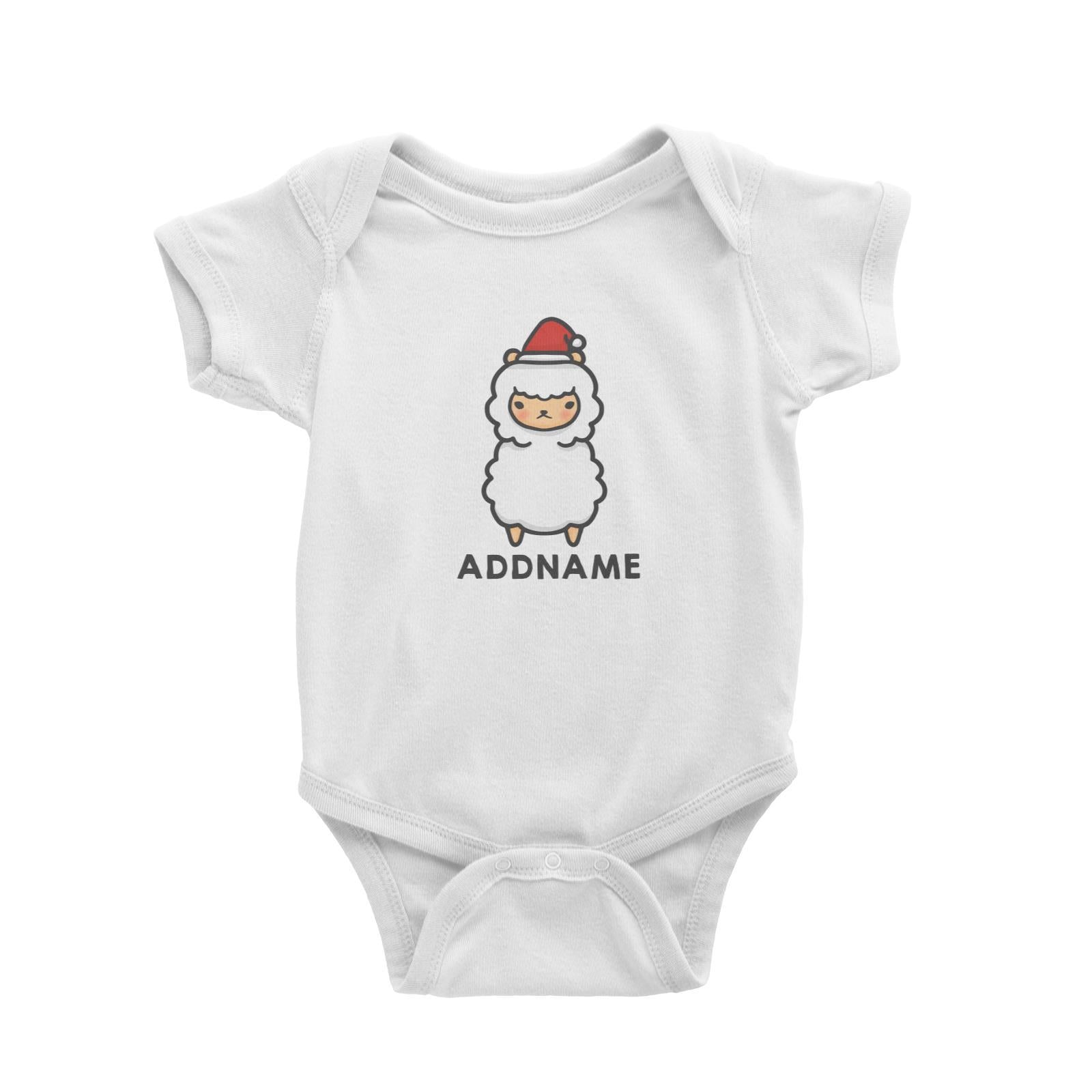 Xmas Cute Alpaca Addname Baby Romper