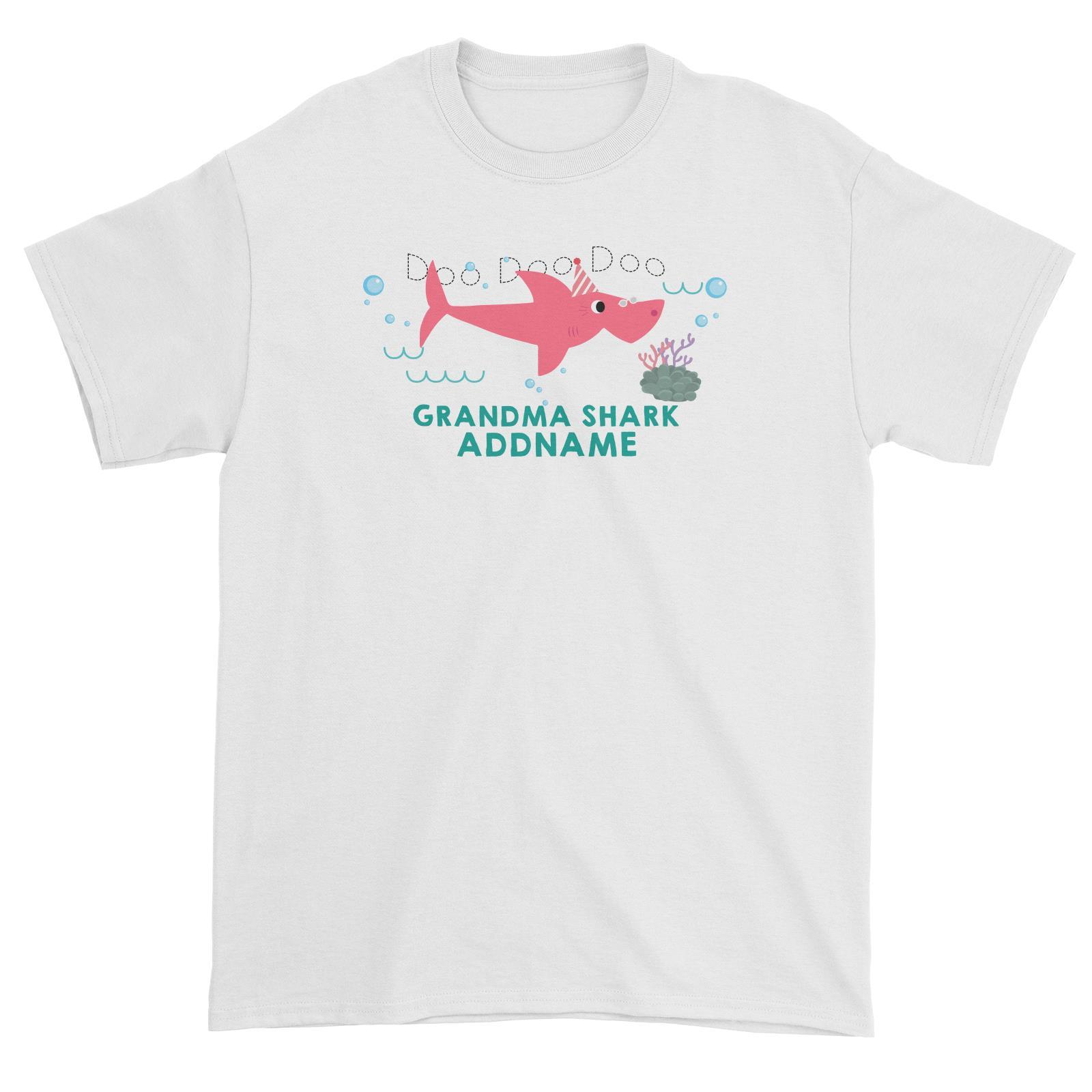Grandma Shark Birthday Theme Addname Unisex T-Shirt