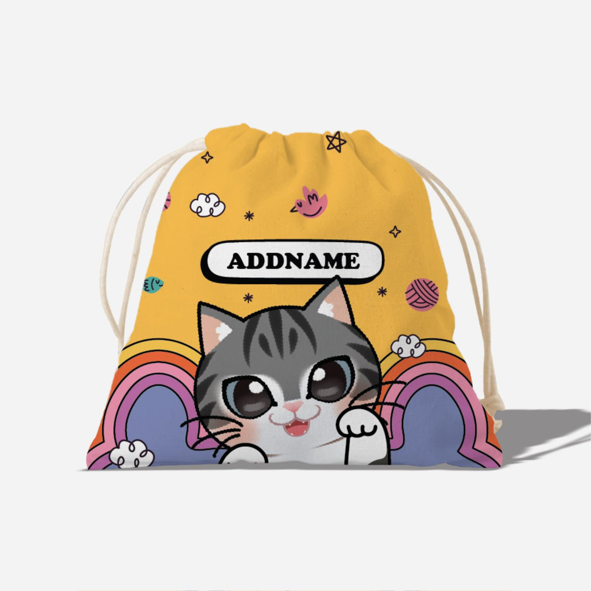 Paw Print Series Full Print Satchel - Grey Tabby Cat