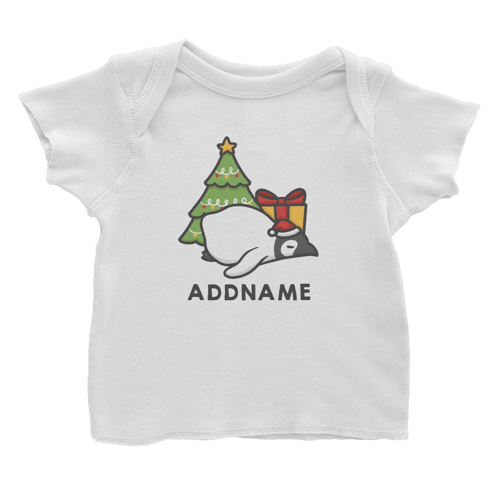 Xmas Cute Sleeping Pengiun Addname Accessories Baby T-Shirt