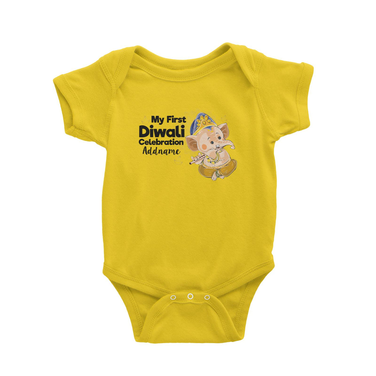 Cute Ganesha My First Diwali Celebration Addname Baby Romper