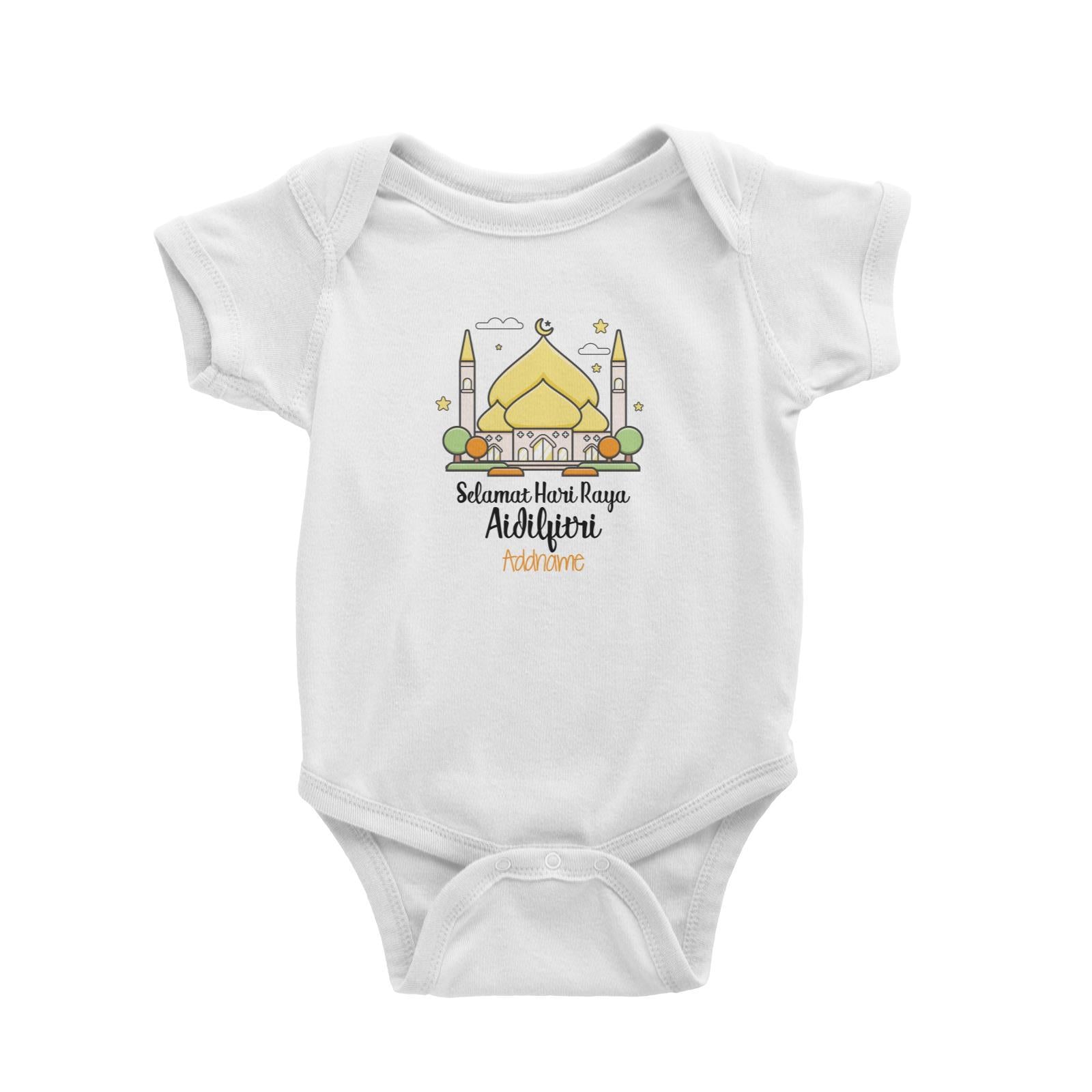 Raya Cute Mosque Cartoon Mosque Selamat Hari Raya Aidilfitri Addname Baby Rompers
