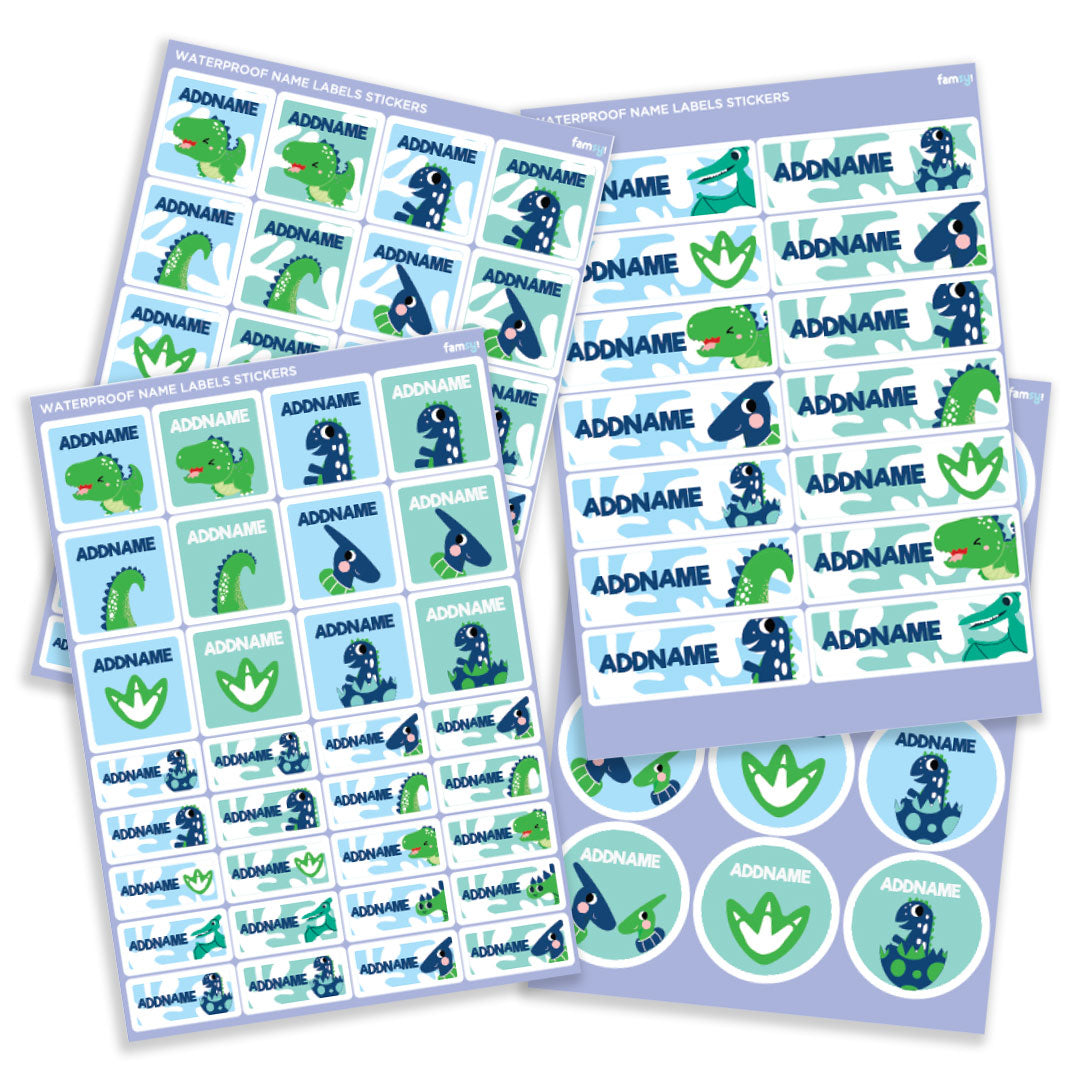 Cute Dino Waterproof Name Label Stickers