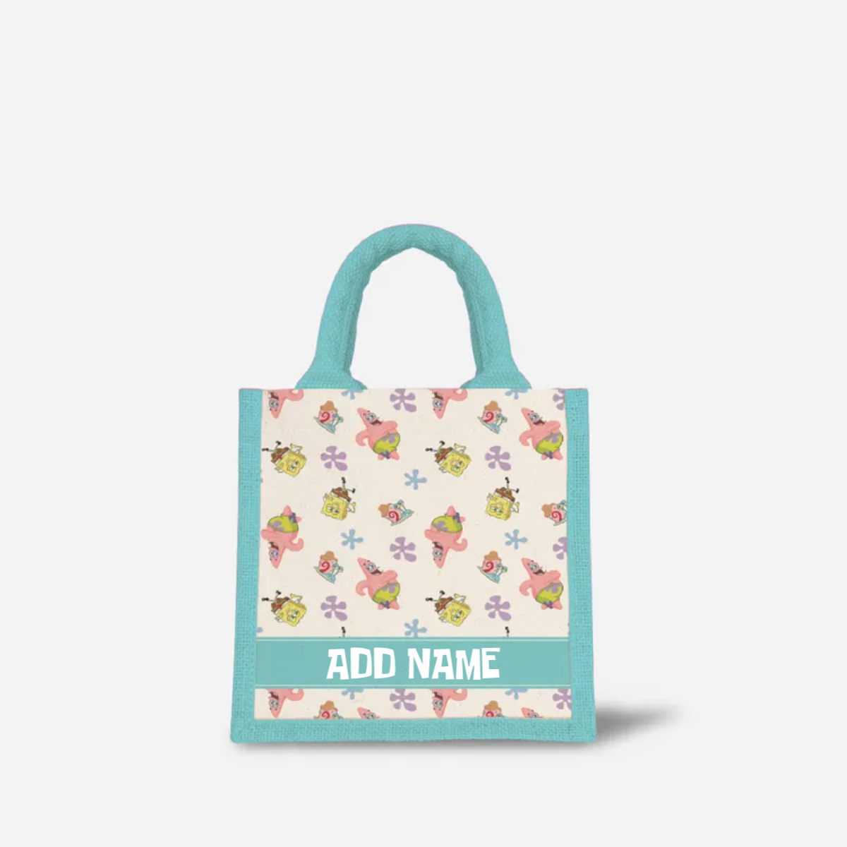 SpongeBob - Happy Walking Pattern Personalized Half Lining Lunch Bag