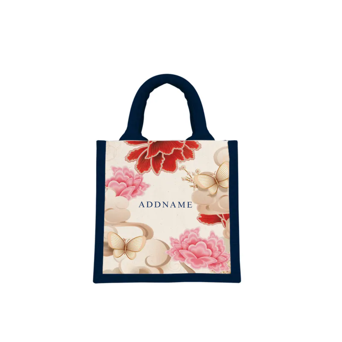 Endless Flourish Series - Navy Jute Bag