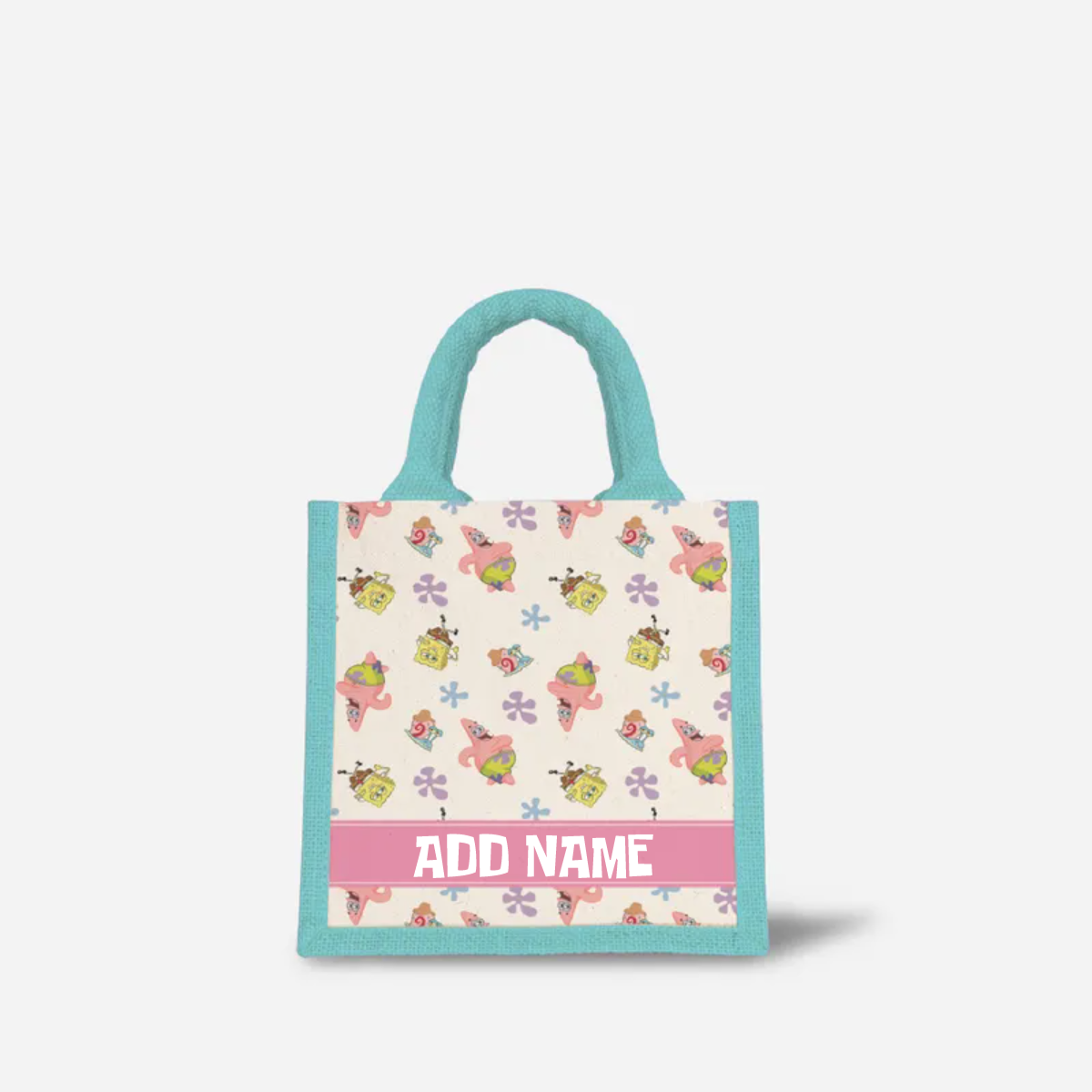 SpongeBob - Happy Walking Pattern Personalized Half Lining Lunch Bag