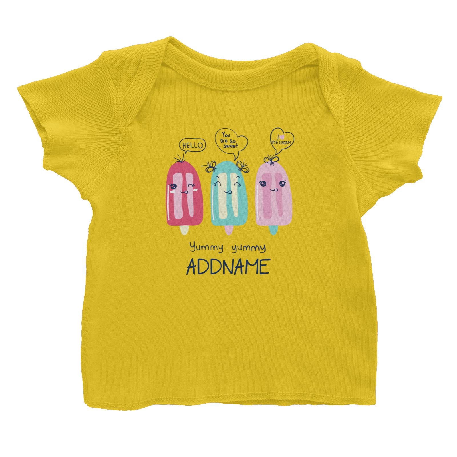 Cool Vibrant Series Yummy Ice Cream Addname Baby T-Shirt