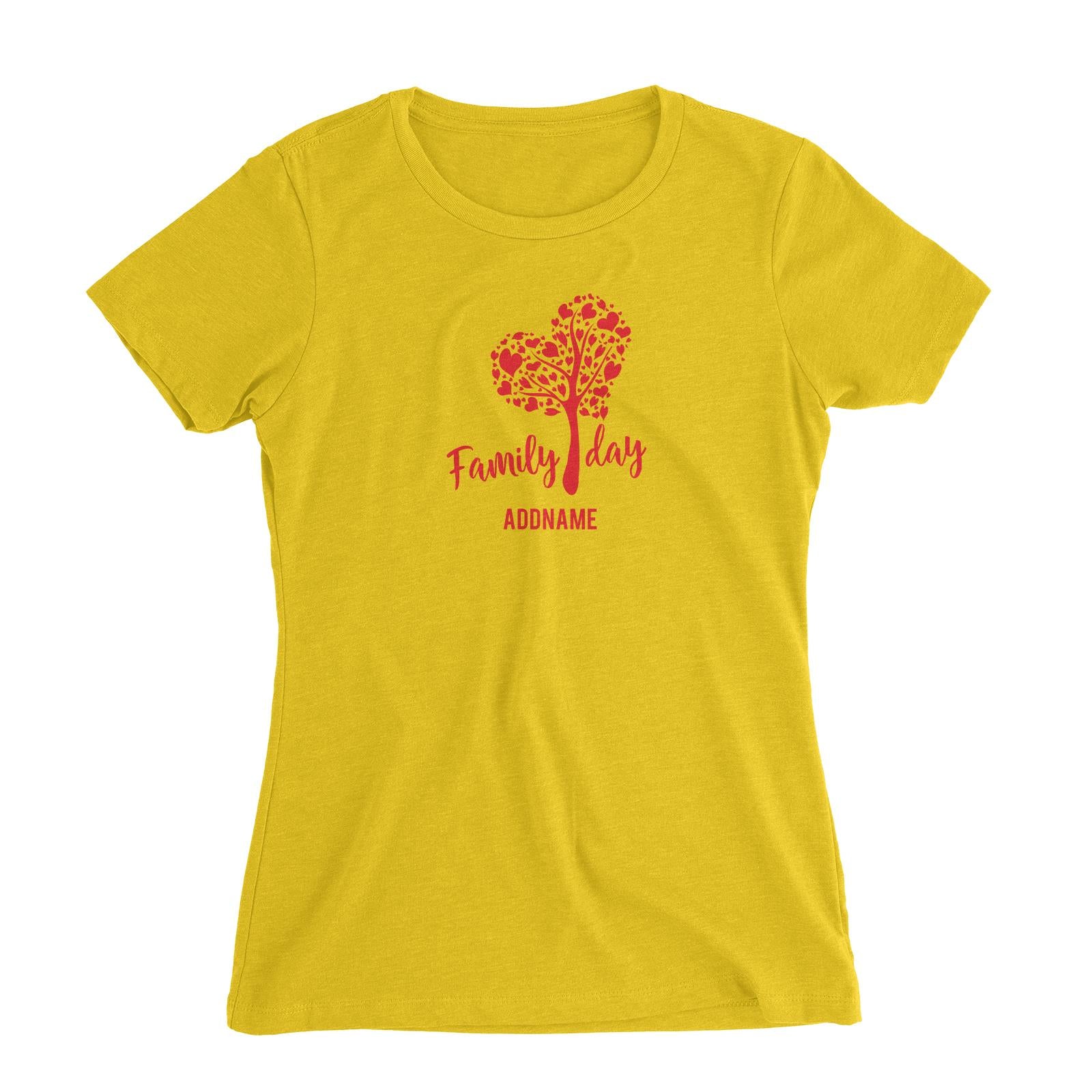 Family Day Love Tree With Love Leaves Family Day Addname Women Slim Fit T-shirt