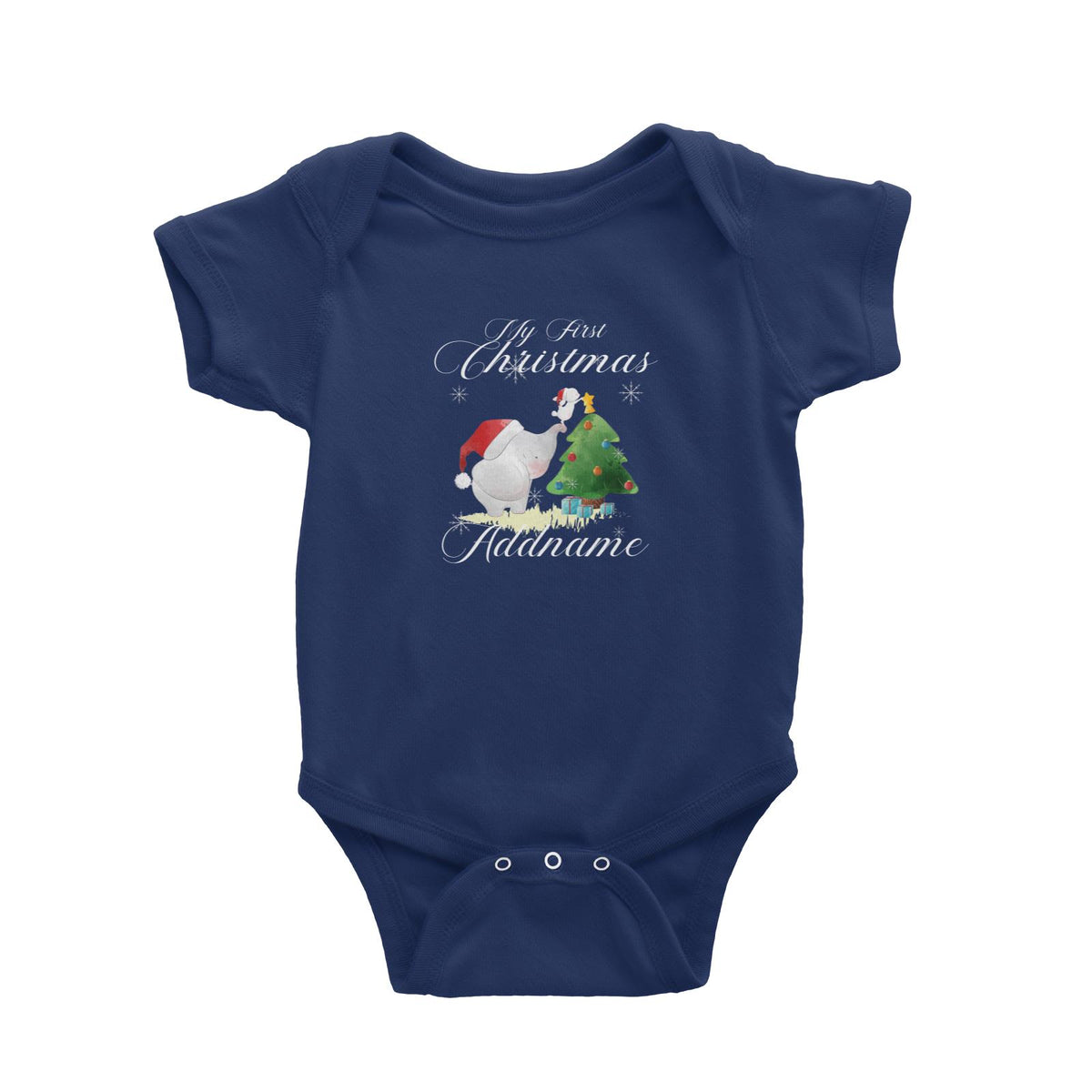 Christmas Cute Elephant My First Christmas Addname Baby Romper