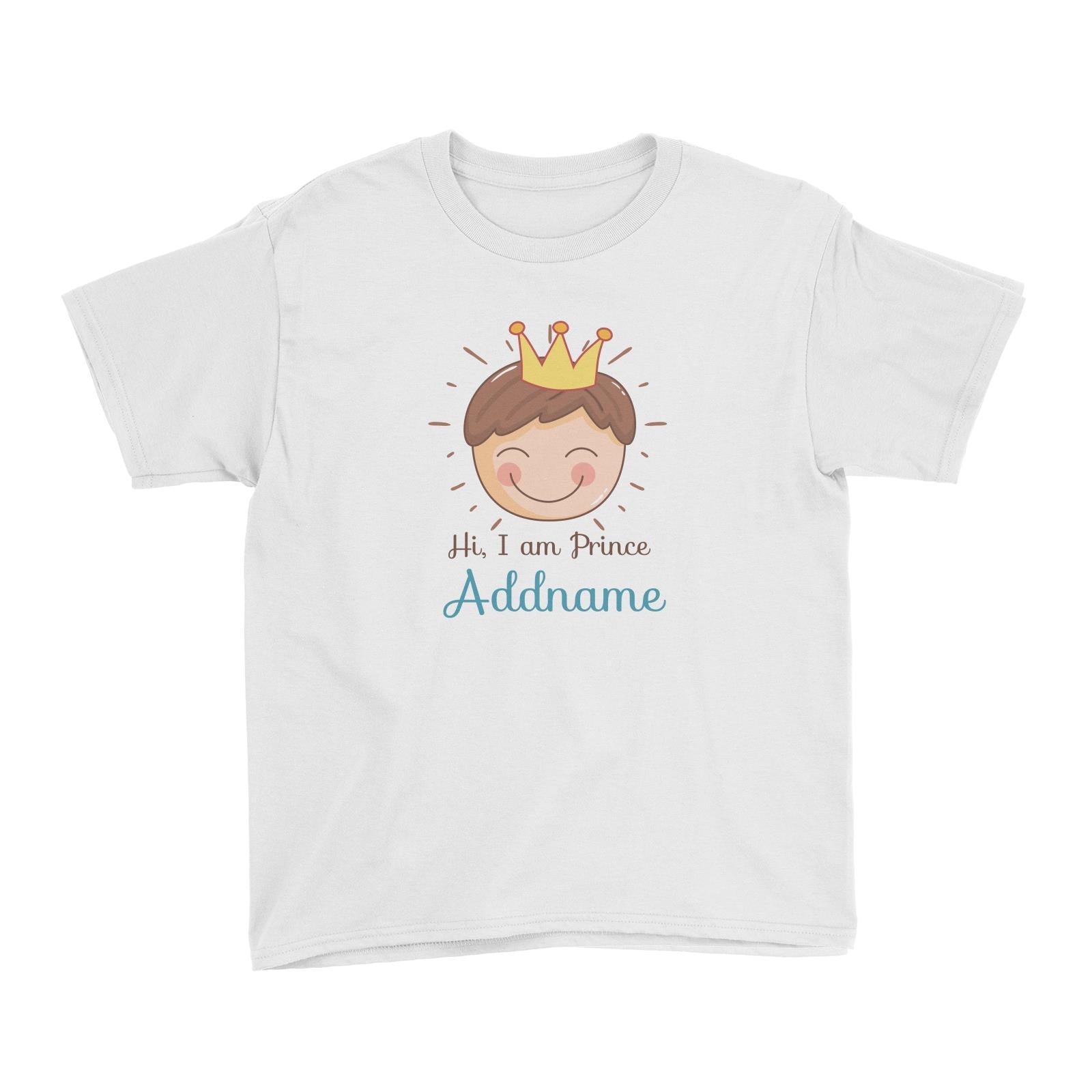 Cute Prince with Crown Hi I Am Prince Addname Kid's T-Shirt