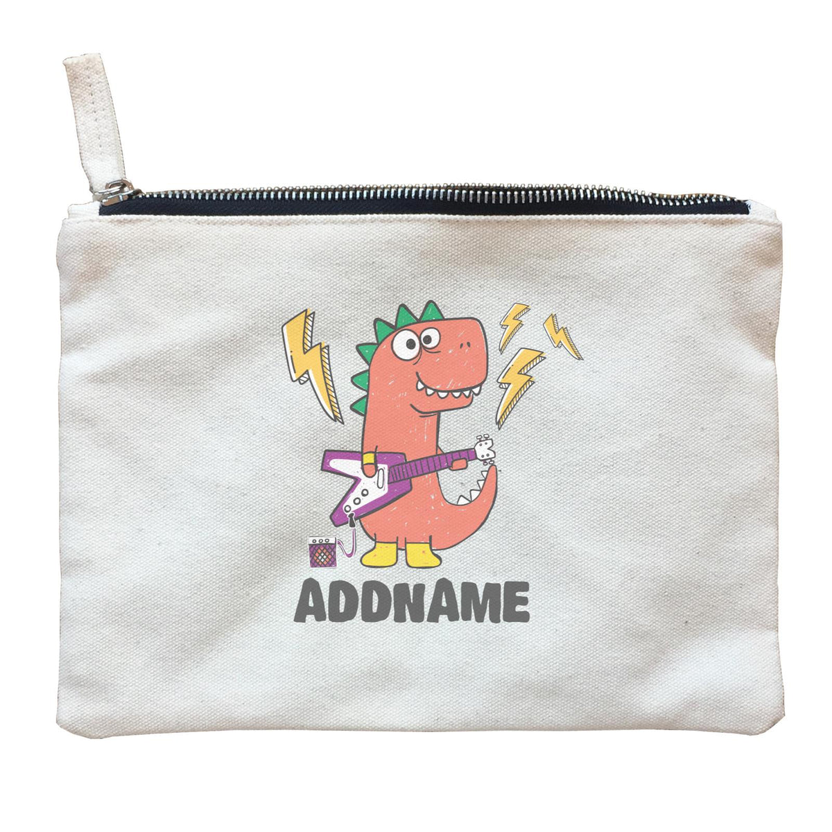 Super Cute Dinosaur Red Guitarist Zipper Pouch
