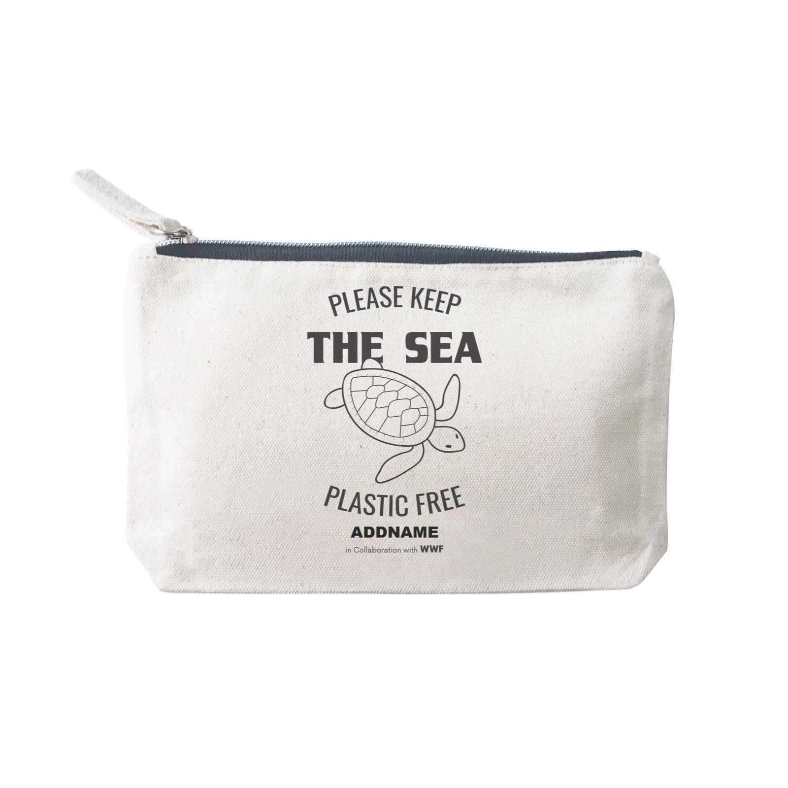 Please Keep The Sea Plastic Free Turtle Monochrome Addname Mini Accessories Stationery Pouch 2