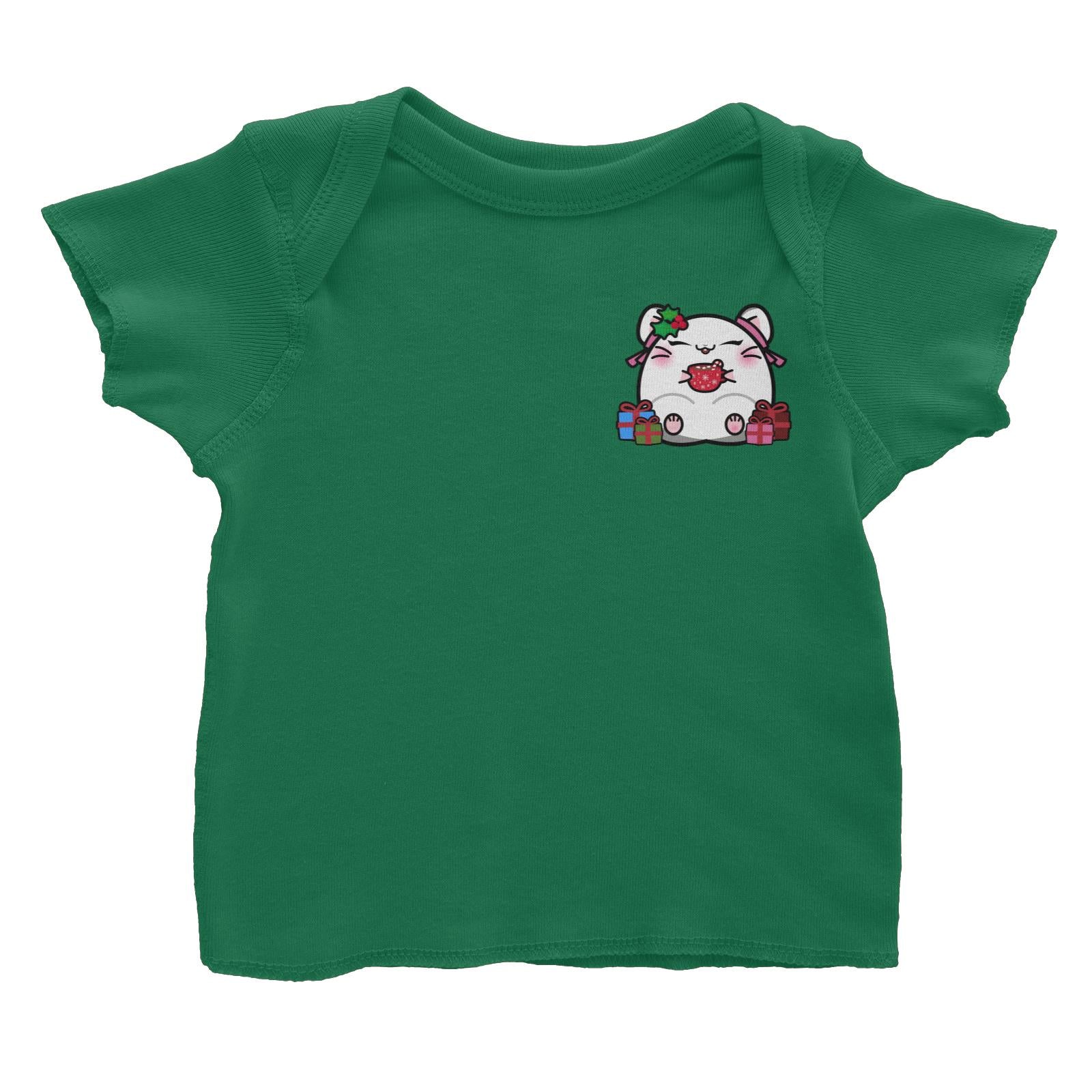 Christmas Cute Santa Hamster Series Mistletoe Girl Hamster with Gifts Baby T-Shirt