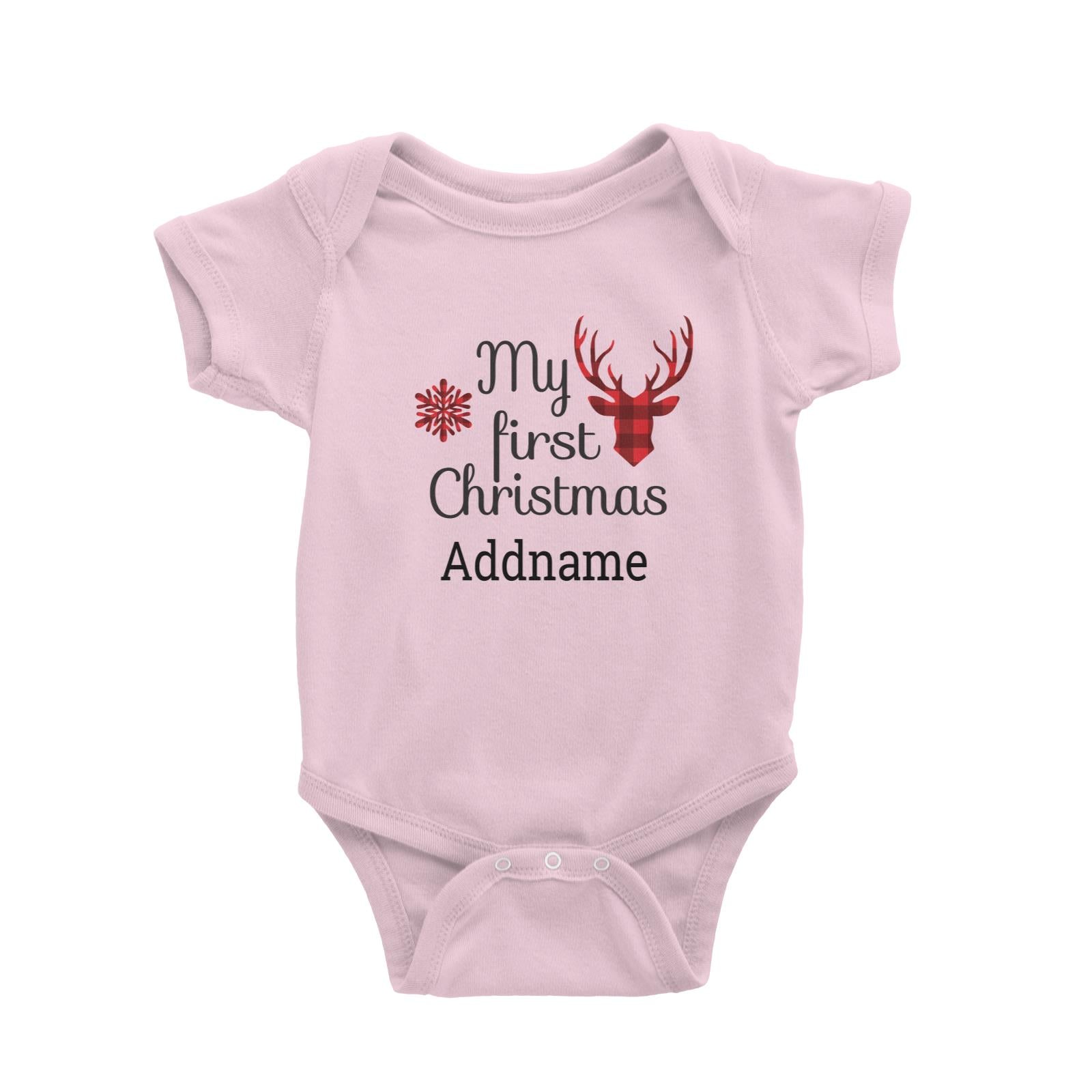 Christmas Series Reindeer Check Pattern My 1st Christmas Typography Baby Romper