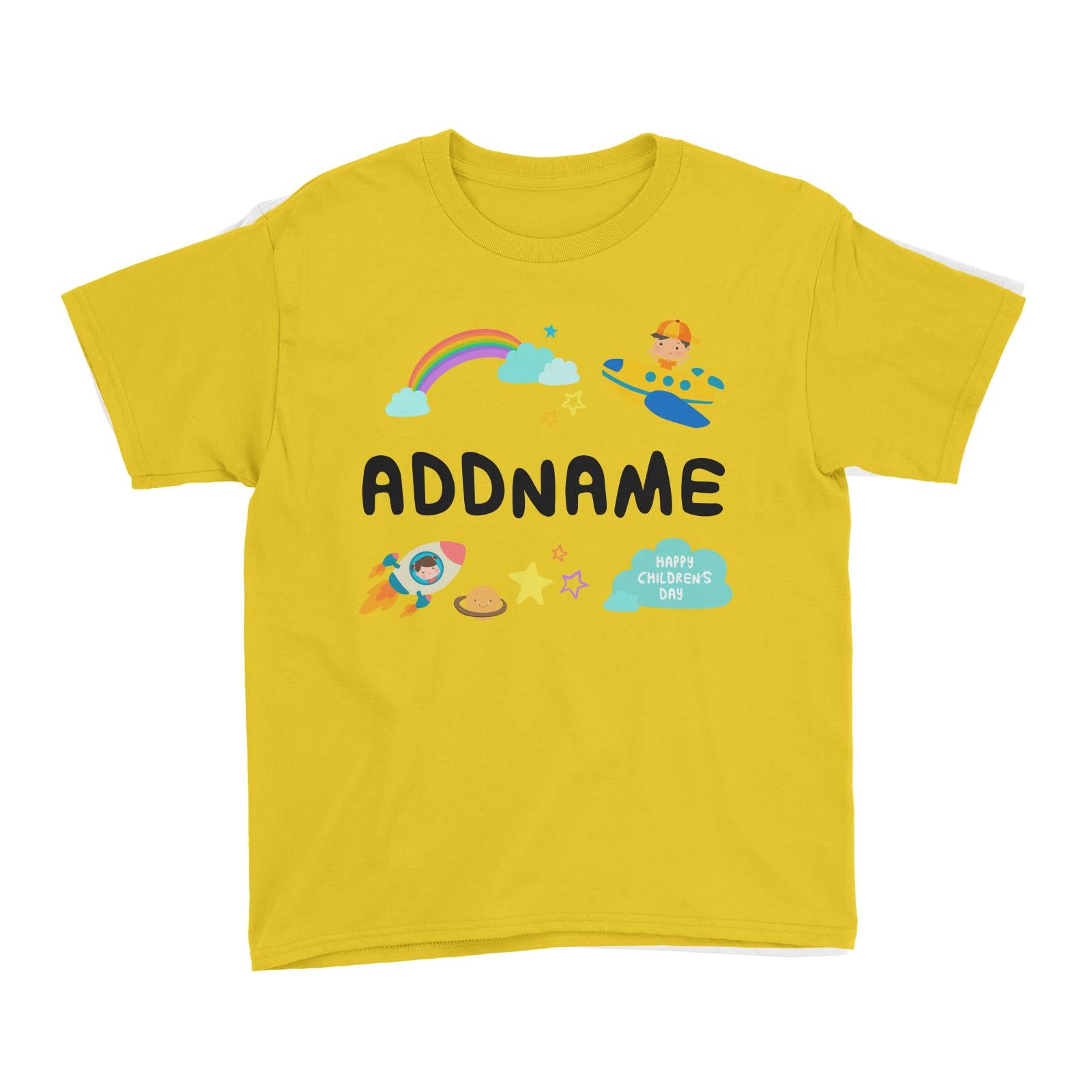 Children's Day Gift Series Adventure Boy Space Rainbow Addname Kid's T-Shirt