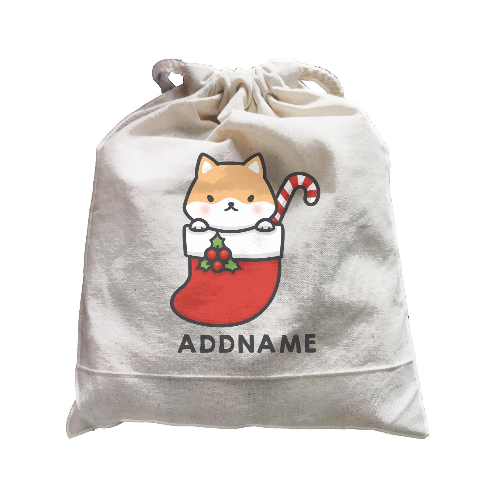 Xmas Cute Dog In Christmas Sock Addname Accessories Satchel
