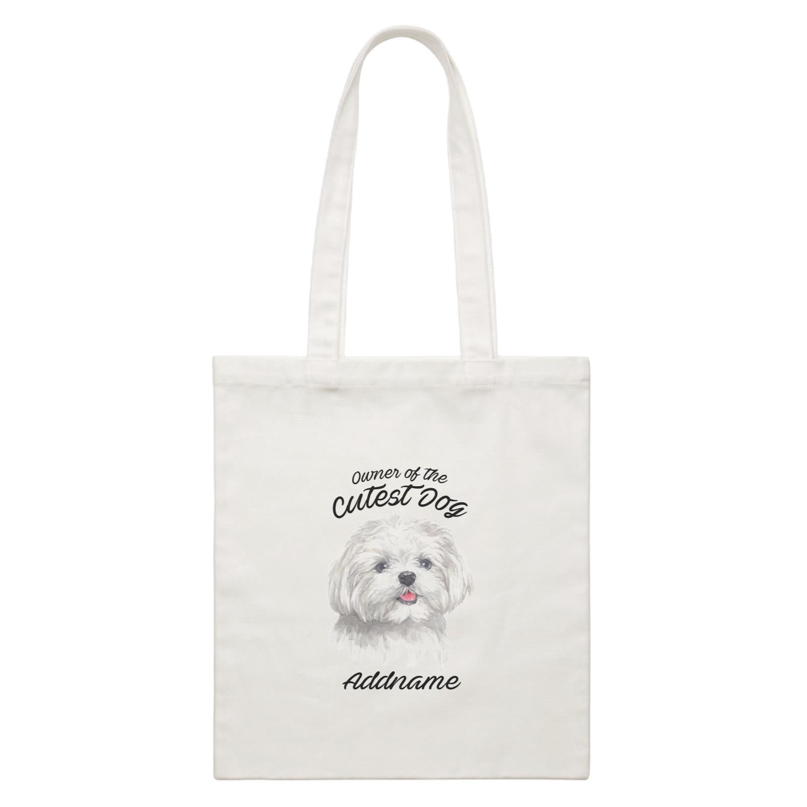 Watercolor Dog Owner Of The Cutest Dog Maltese Addname White Canvas Bag