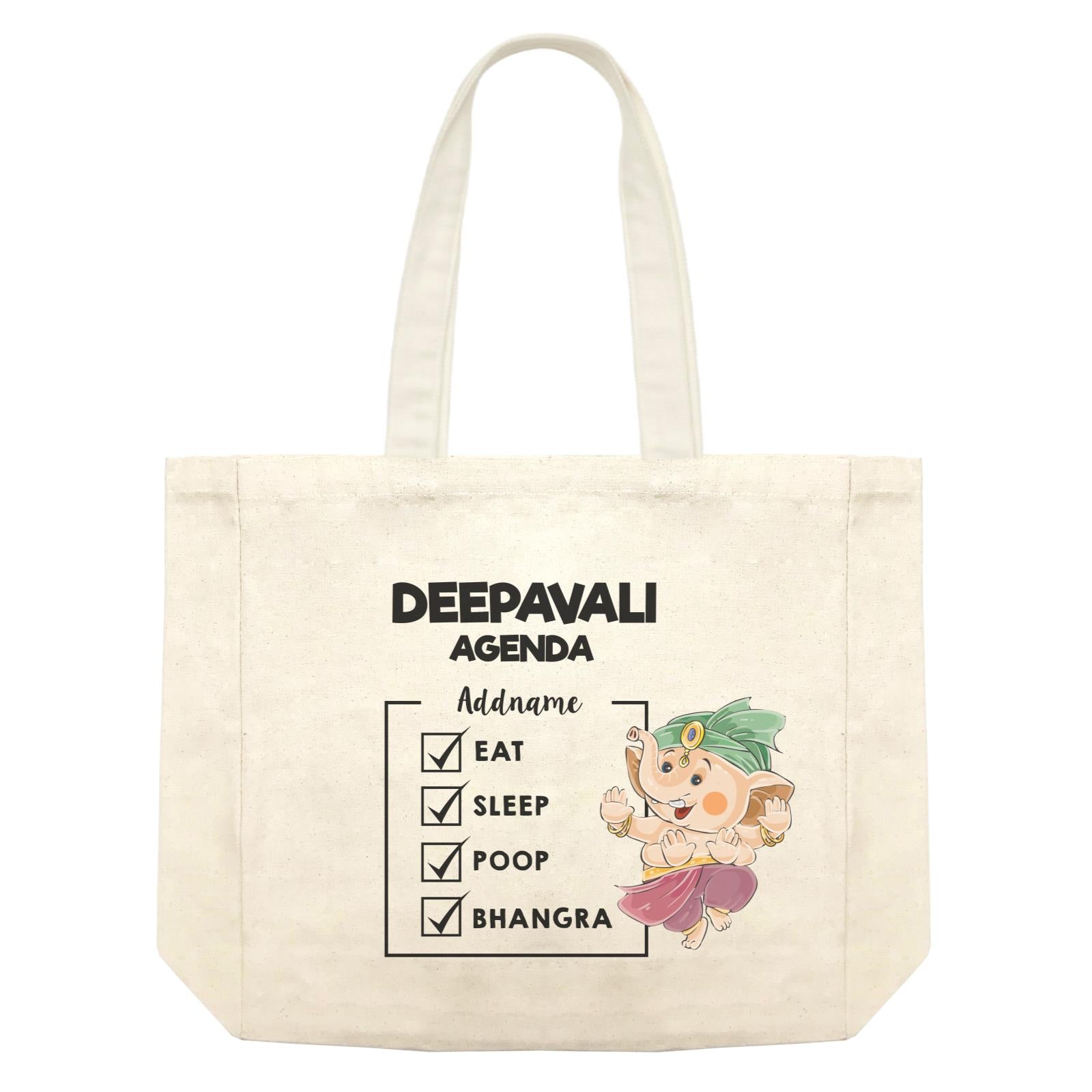Cute Ganesha Dancing Bhangra Addname Deepavali Agenda Shopping Bag