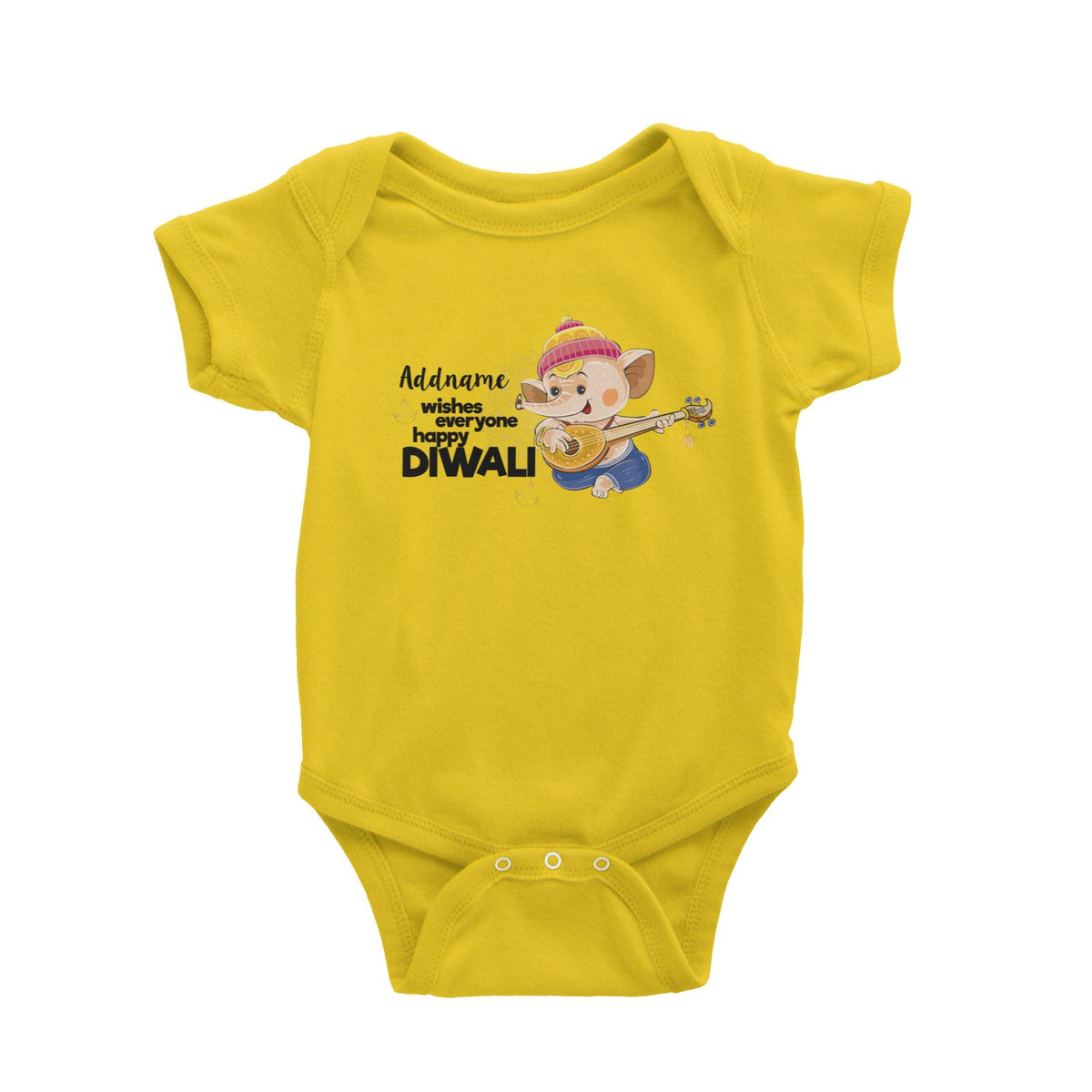 Cute Ganesha Addname Wishes Everyone Happy Diwali Baby Romper