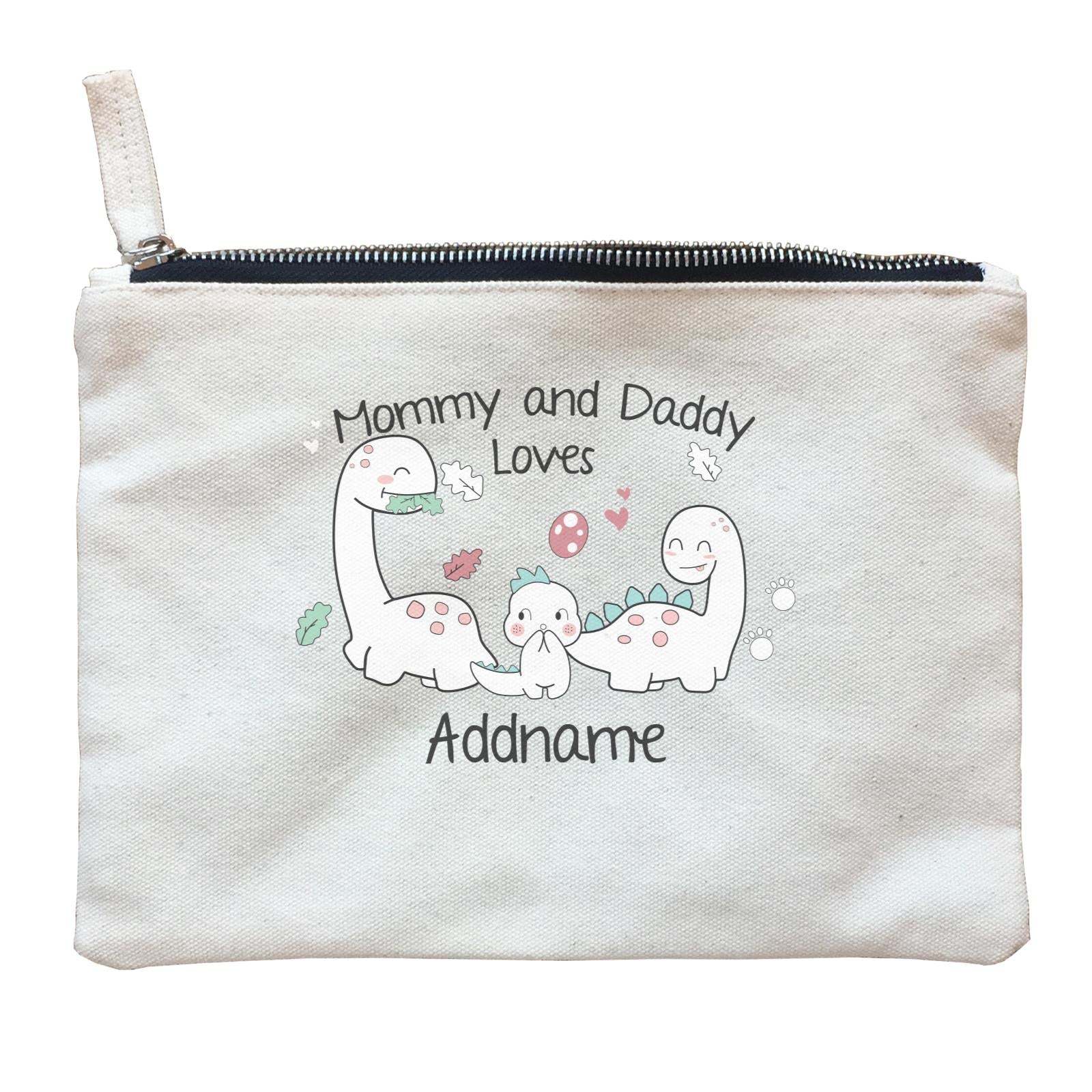 Cute Animals And Friends Series Cute Little Dinosaur Mommy And Daddy Loves Addname Zipper Pouch