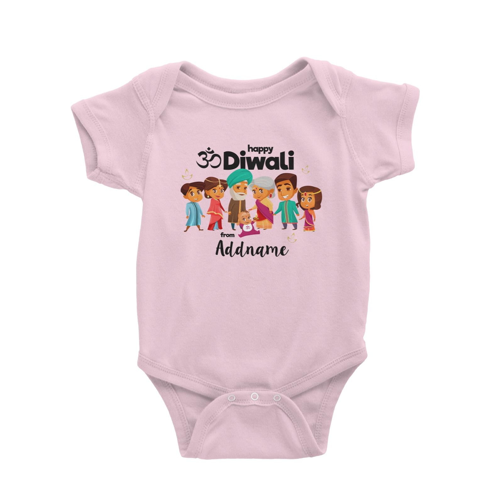 Cute Family Extended OM Happy Diwali From Addname Baby Romper