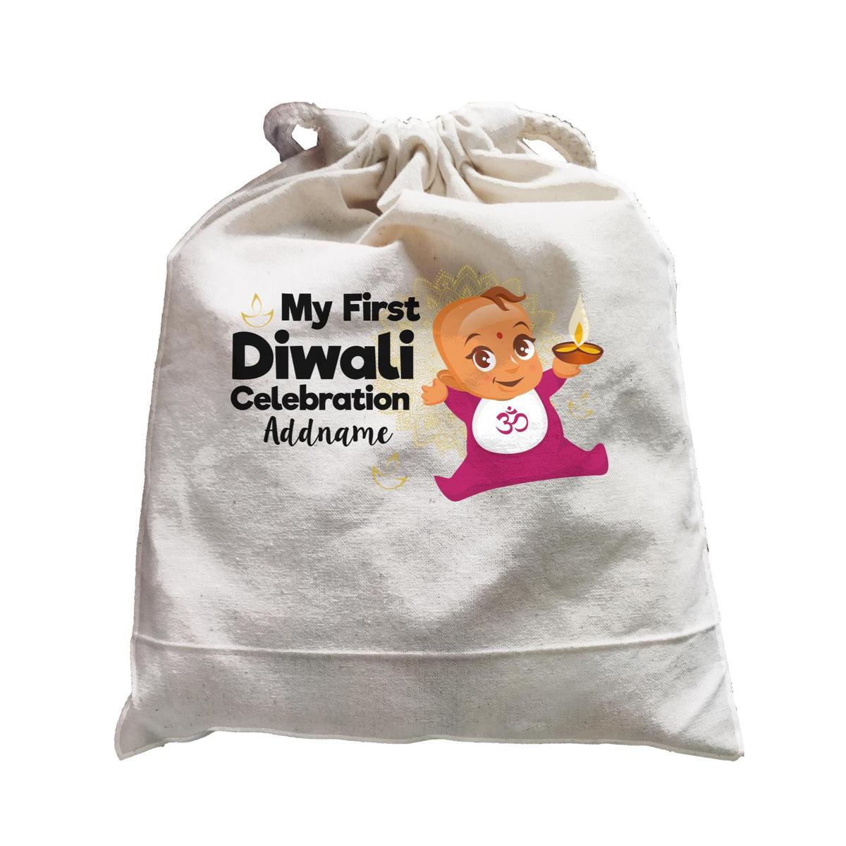 Cute Baby My First Diwali Celebration Addname Satchel