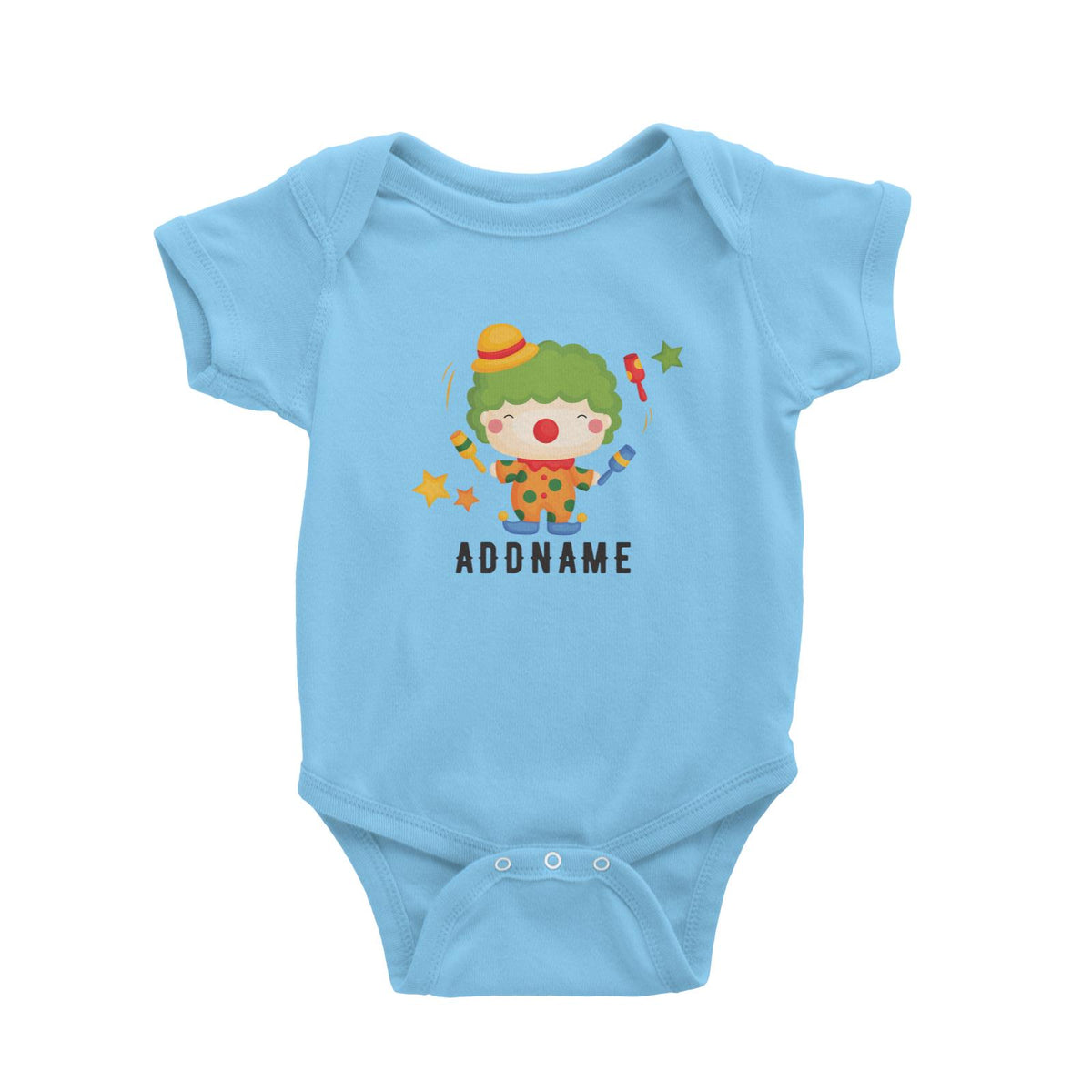 Birthday Circus Happy Clown Juggling Addname Baby Romper