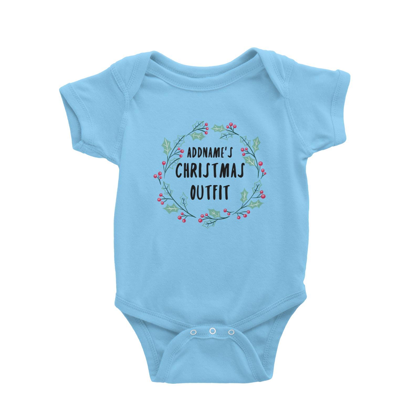 Holly Wreath Addname's Christmas Outfit Baby Romper  Personalizable Designs Matching Family