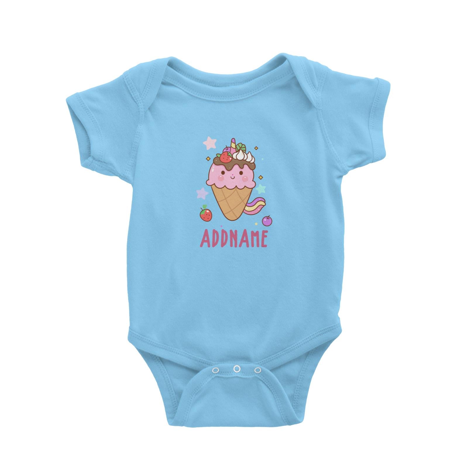 Unicorn And Princess Series Unicorn Ice Cream Addname Baby Romper