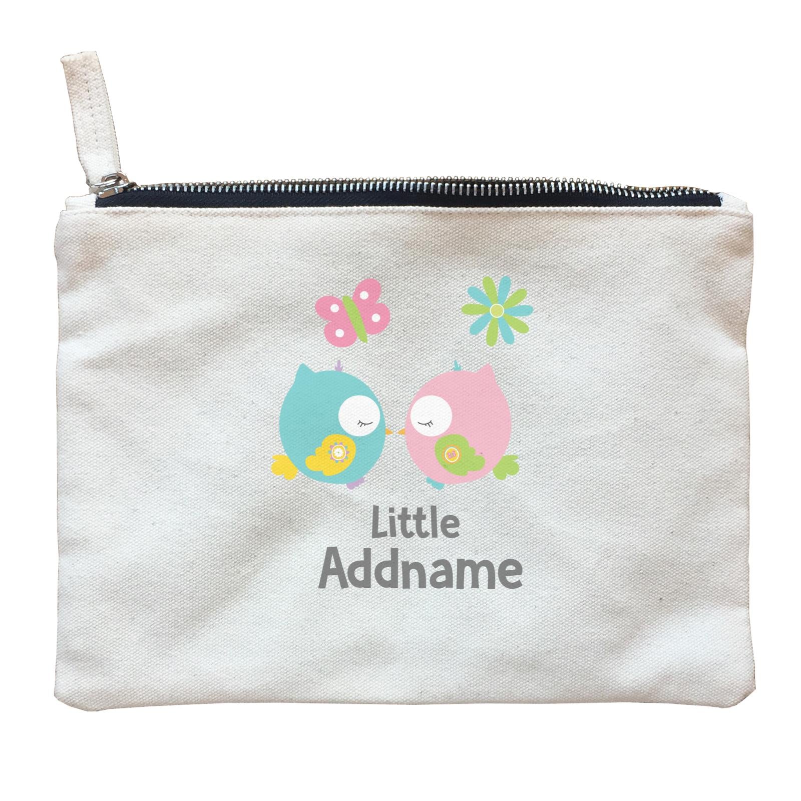 Cute Owls Pair Kissing Little Addname Zipper Pouch
