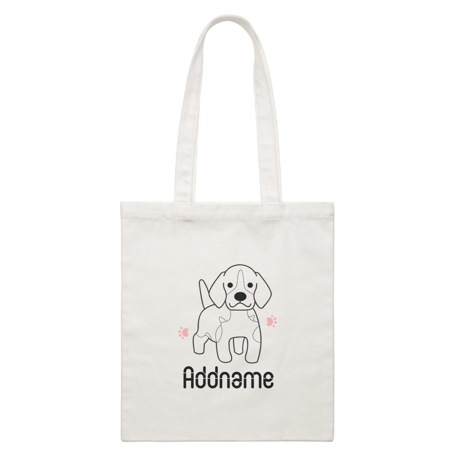 Coloring Outline Cute Hand Drawn Animals Dogs Beagle Addname White White Canvas Bag