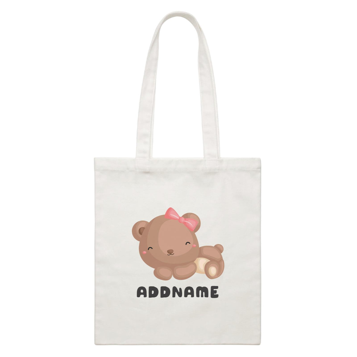 Birthday Friendly Animals Happy Sleeping Bear Addname White Canvas Bag