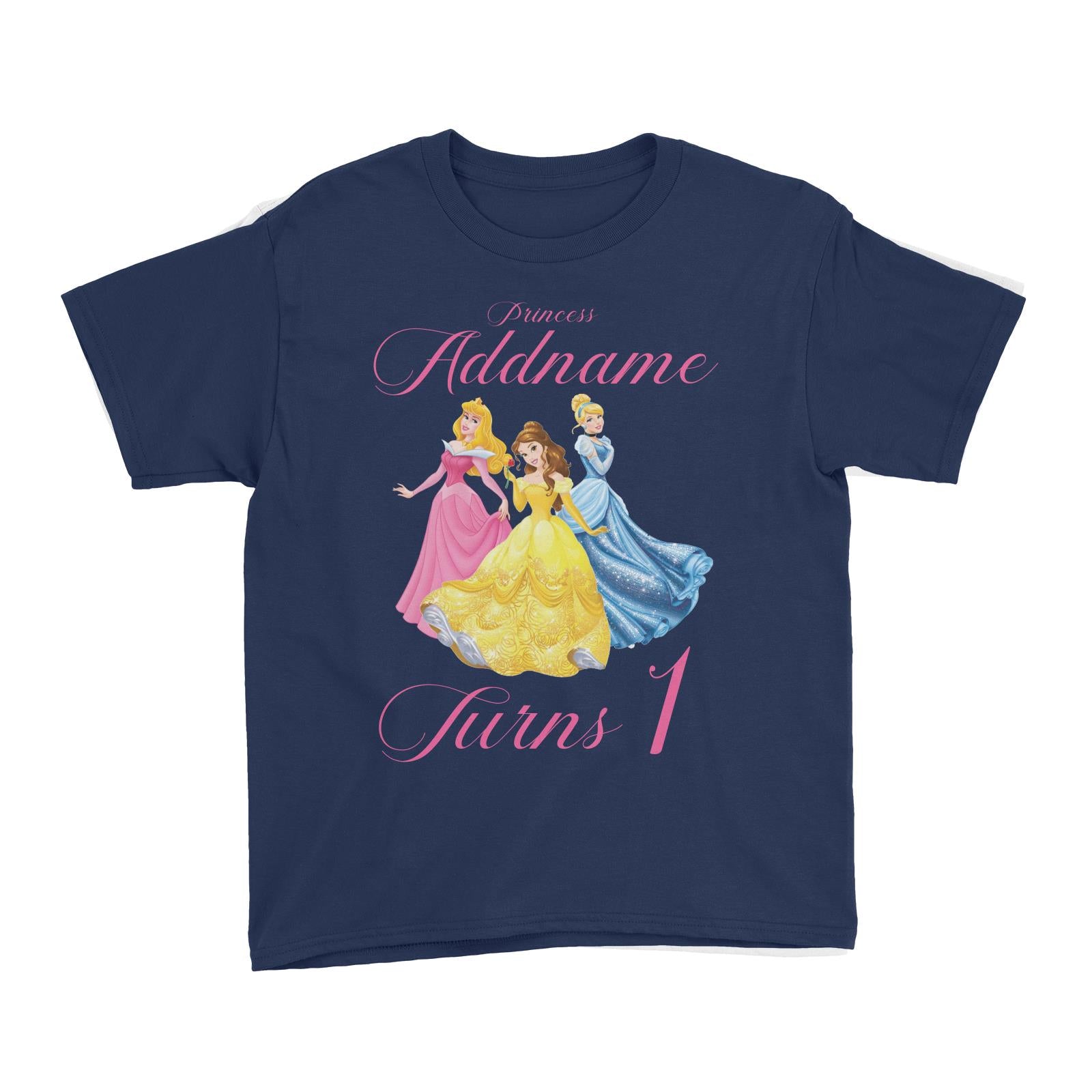 Princess Addname Birthday Theme Personalizable with Name and Number Kid's T-Shirt