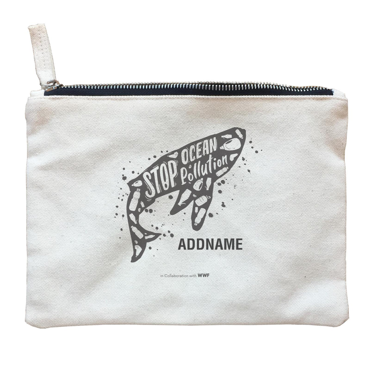 Stop Ocean Pollution with Whale Artwork Addname Zipper Pouch