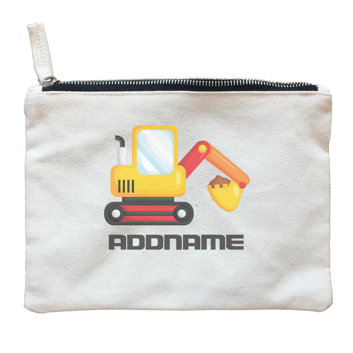 Birthday Construction Excavator Addname Zipper Pouch