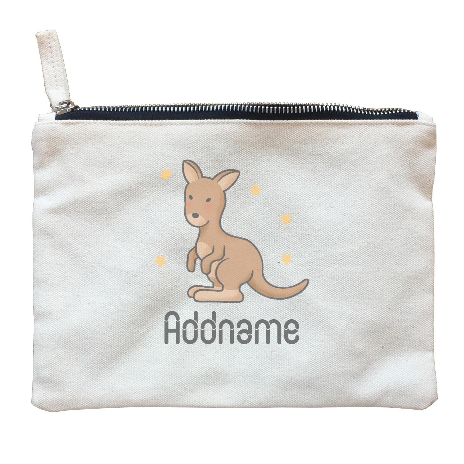 Cute Hand Drawn Style Kangaroo Addname Zipper Pouch