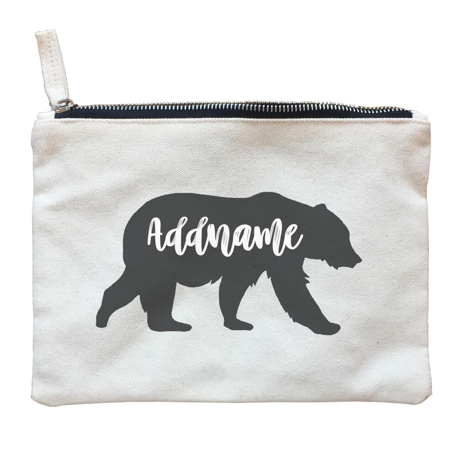 Cute Bear Silhouette Addname Zipper Pouch
